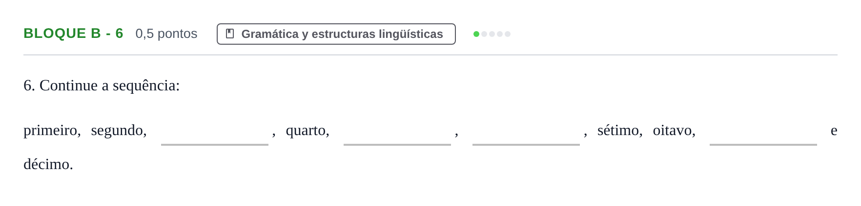 Enunciado: Bloque B - 6 · Portugués PAU Andalucía Examen 6 2020