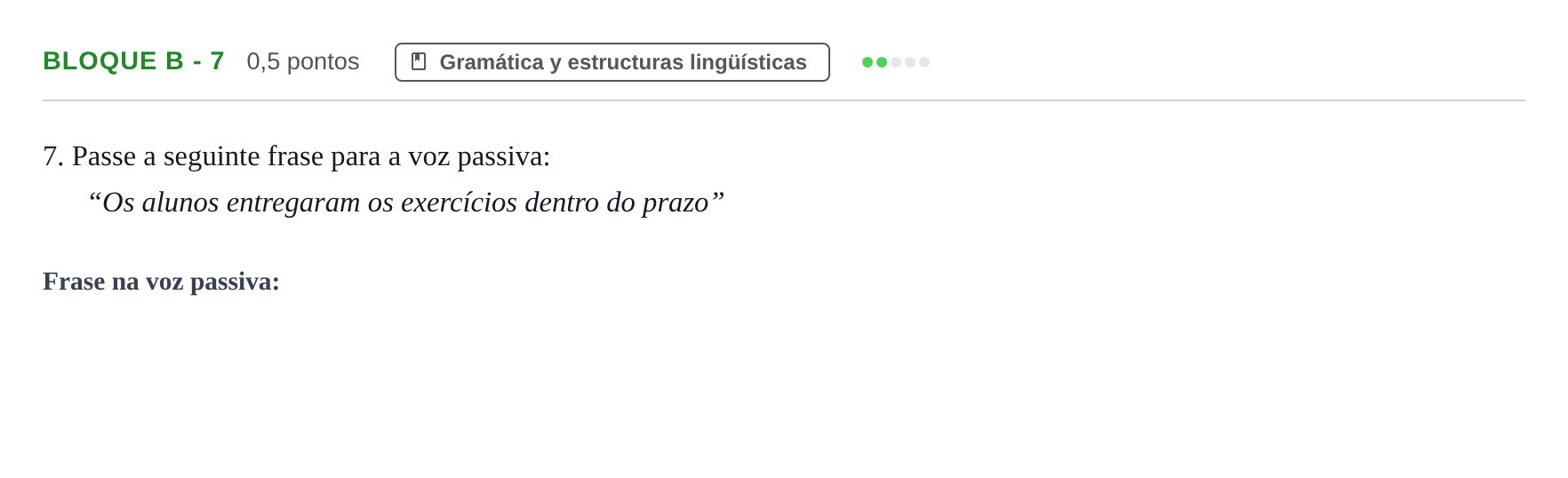Enunciado: Bloque B - 7 · Portugués PAU Andalucía Examen 6 2020
