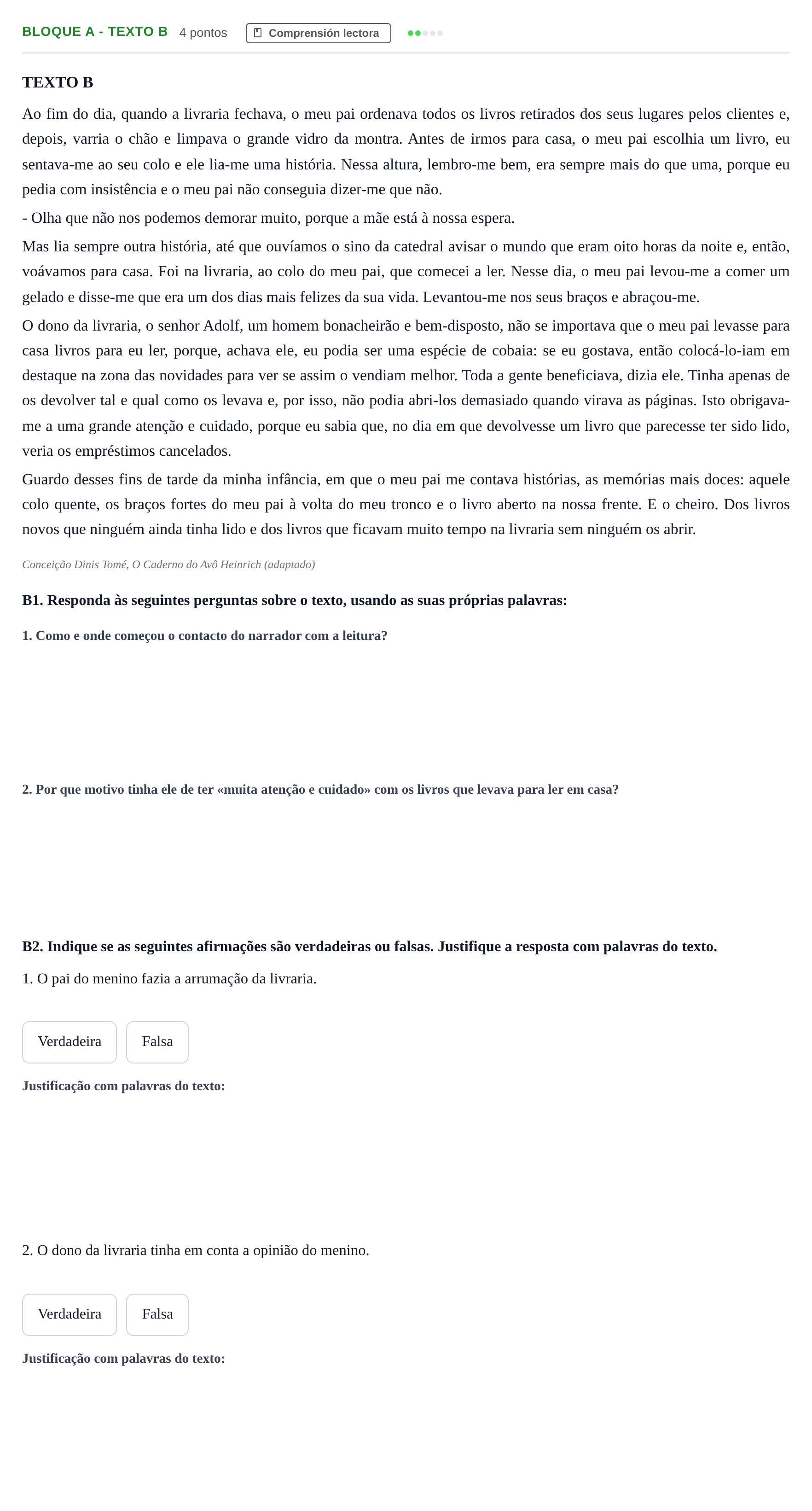 Enunciado: Bloque A - Texto B · Portugués PAU Andalucía Examen 7 2020