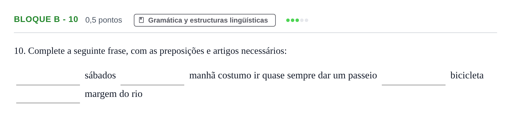 Enunciado: Bloque B - 10 · Portugués PAU Andalucía Examen 7 2020