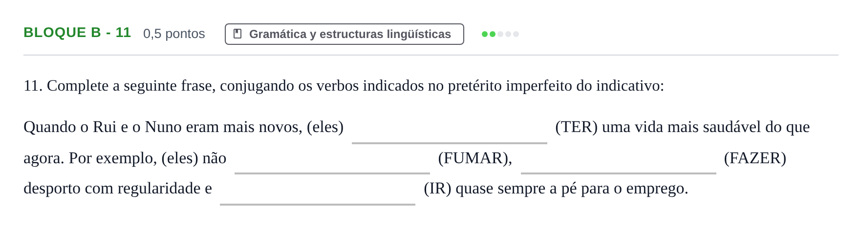 Enunciado: Bloque B - 11 · Portugués PAU Andalucía Examen 7 2020