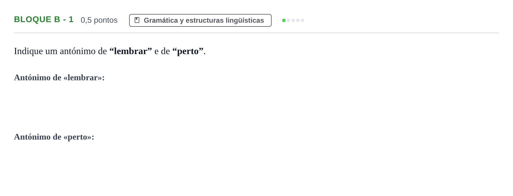 Enunciado: Bloque B - 1 · Portugués PAU Andalucía Examen 7 2020