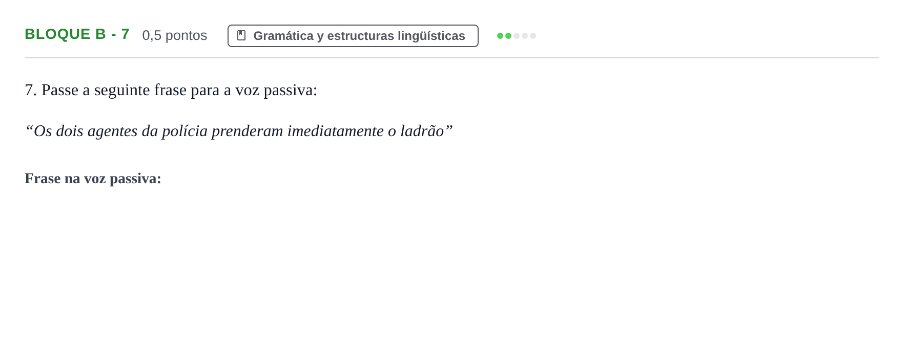 Enunciado: Bloque B - 7 · Portugués PAU Andalucía Examen 7 2020