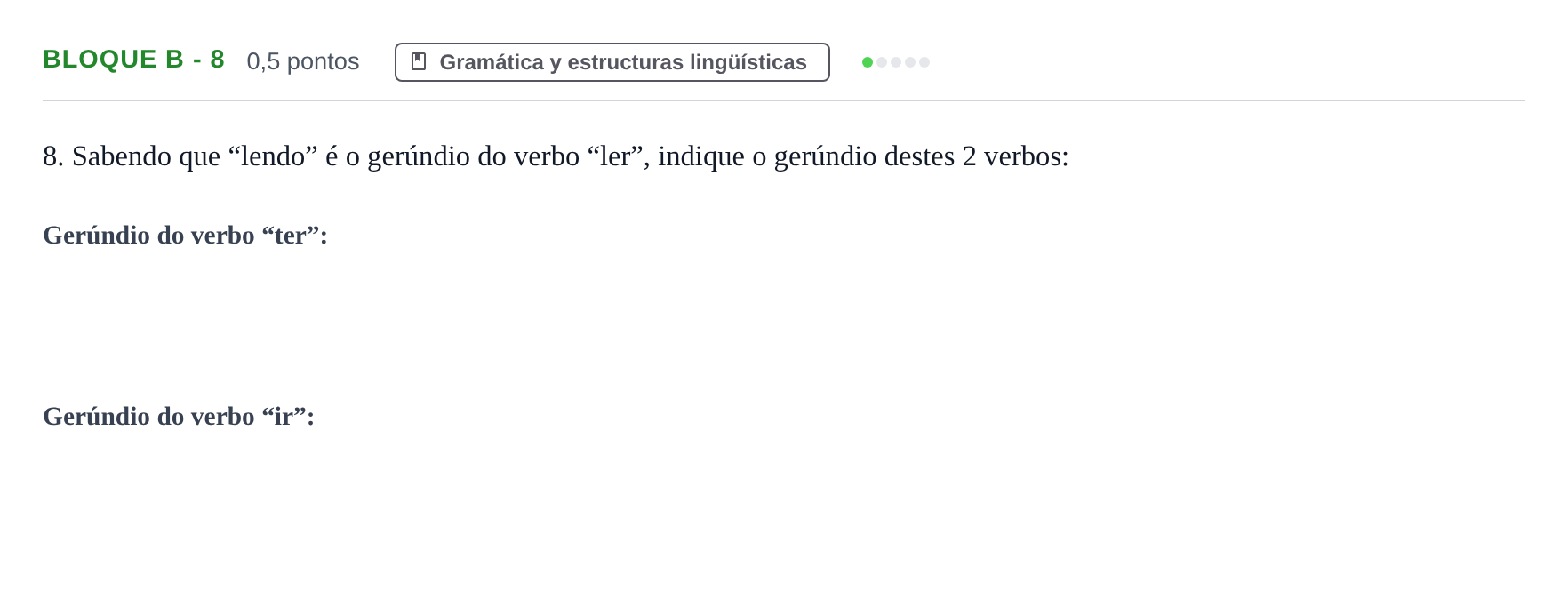 Enunciado: Bloque B - 8 · Portugués PAU Andalucía Examen 7 2020