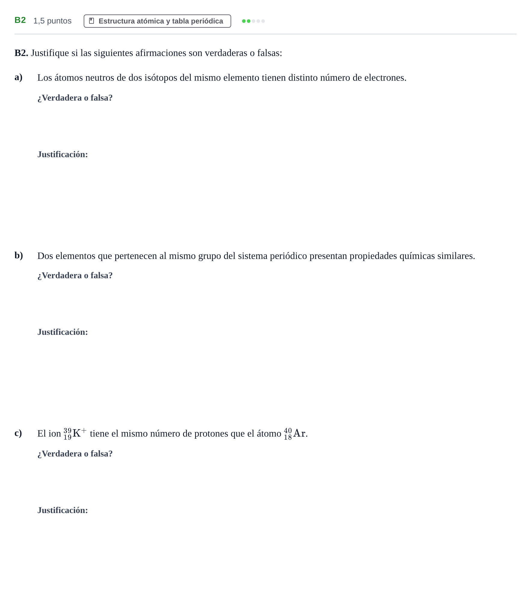 Enunciado: Ejercicio B2 · Química PAU Andalucía Examen A 2020