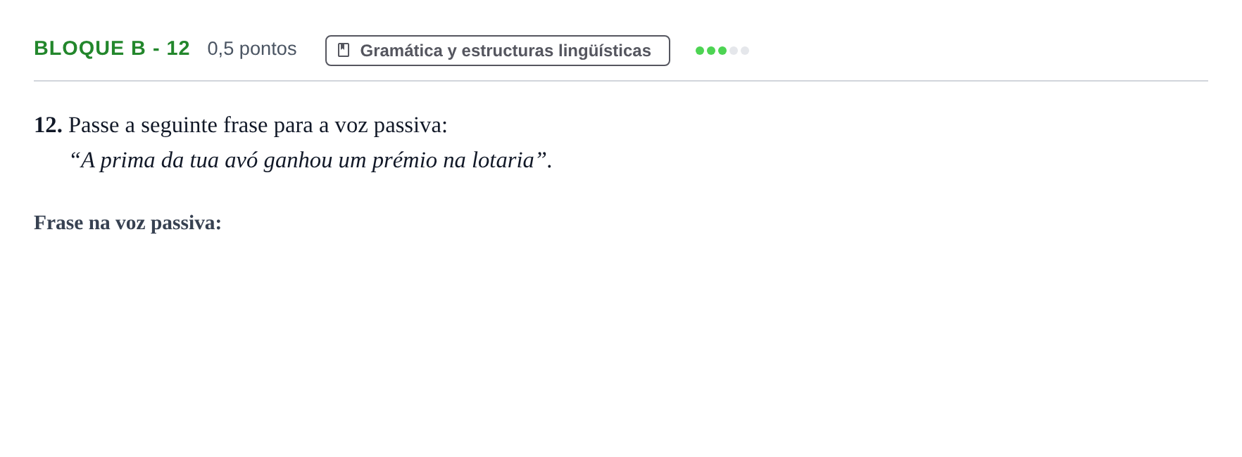 Enunciado: Bloque B - 12 · Portugués PAU Andalucía Examen 8 2020