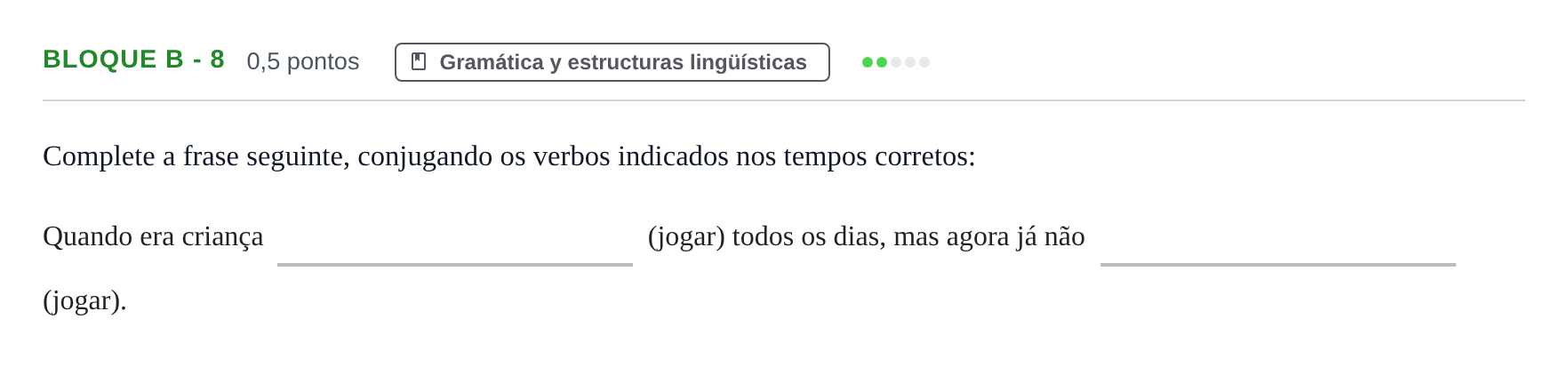 Enunciado: Bloque B - 8 · Portugués PAU Andalucía Examen 8 2020