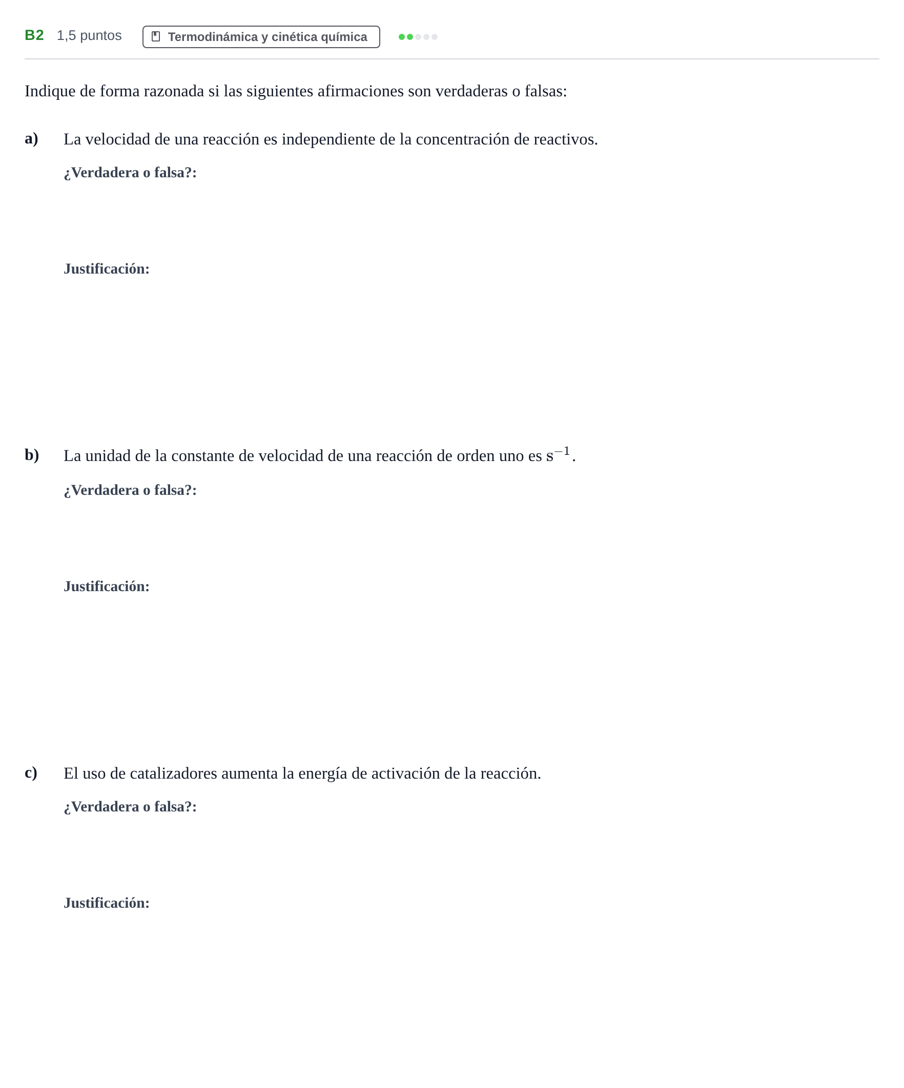 Enunciado: Ejercicio B2 · Química PAU Andalucía Examen E 2020