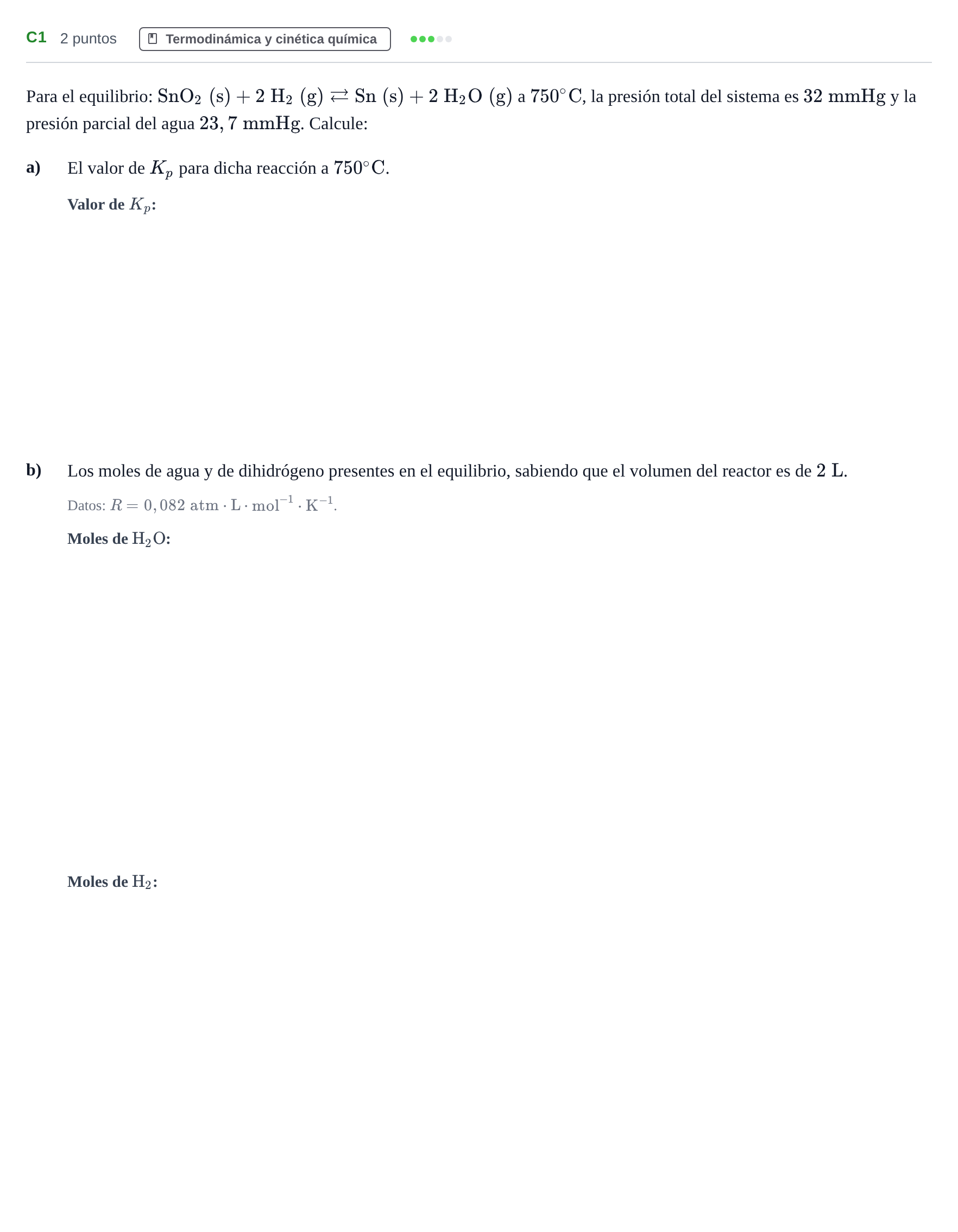 Enunciado: Ejercicio C1 · Química PAU Andalucía Examen F 2020
