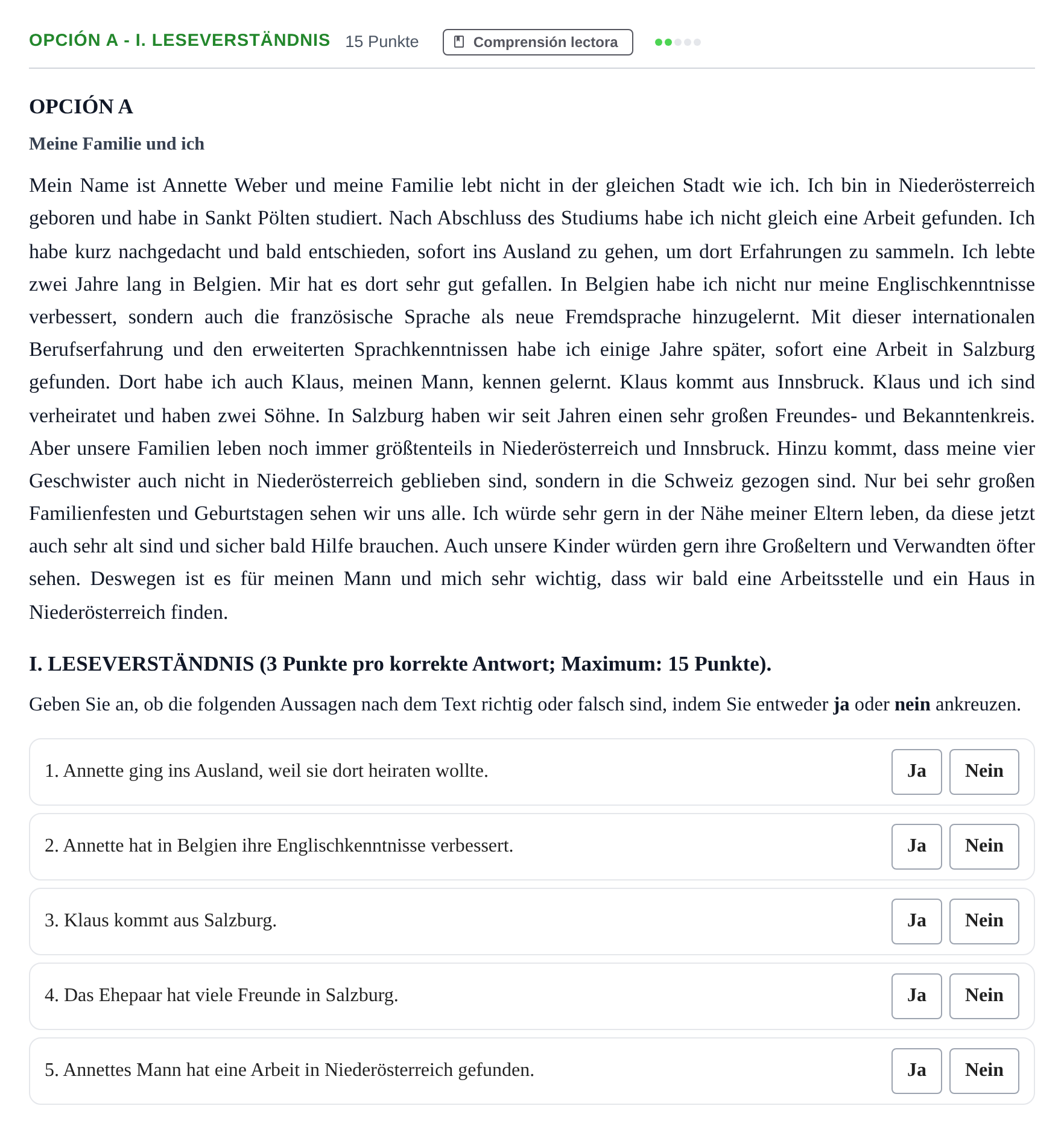 Enunciado: Opción A - I. Leseverständnis · Alemán PAU Andalucía Reserva A 2019