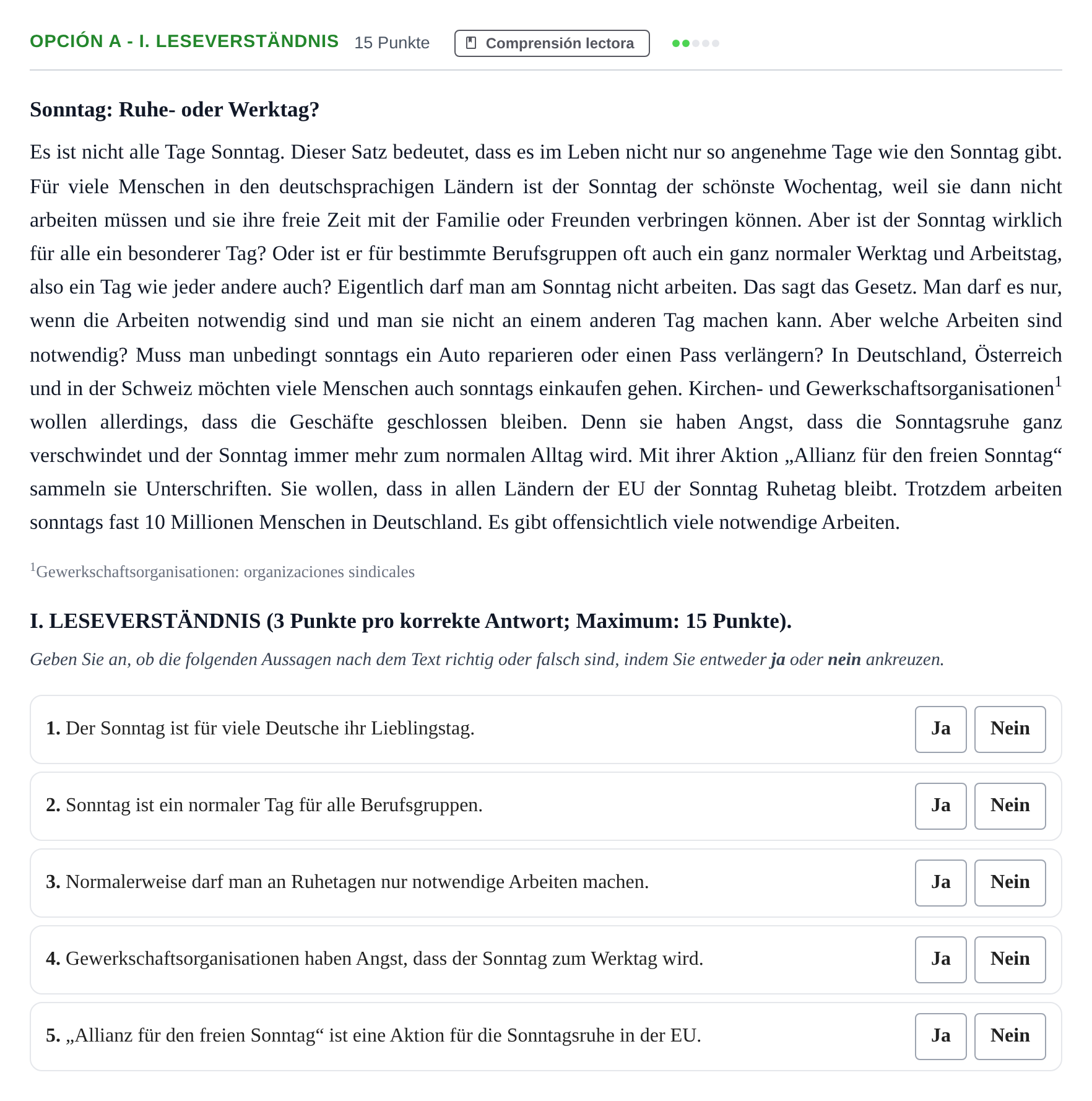 Enunciado: Opción A - I. Leseverständnis · Alemán PAU Andalucía Ordinaria Suplente 2019
