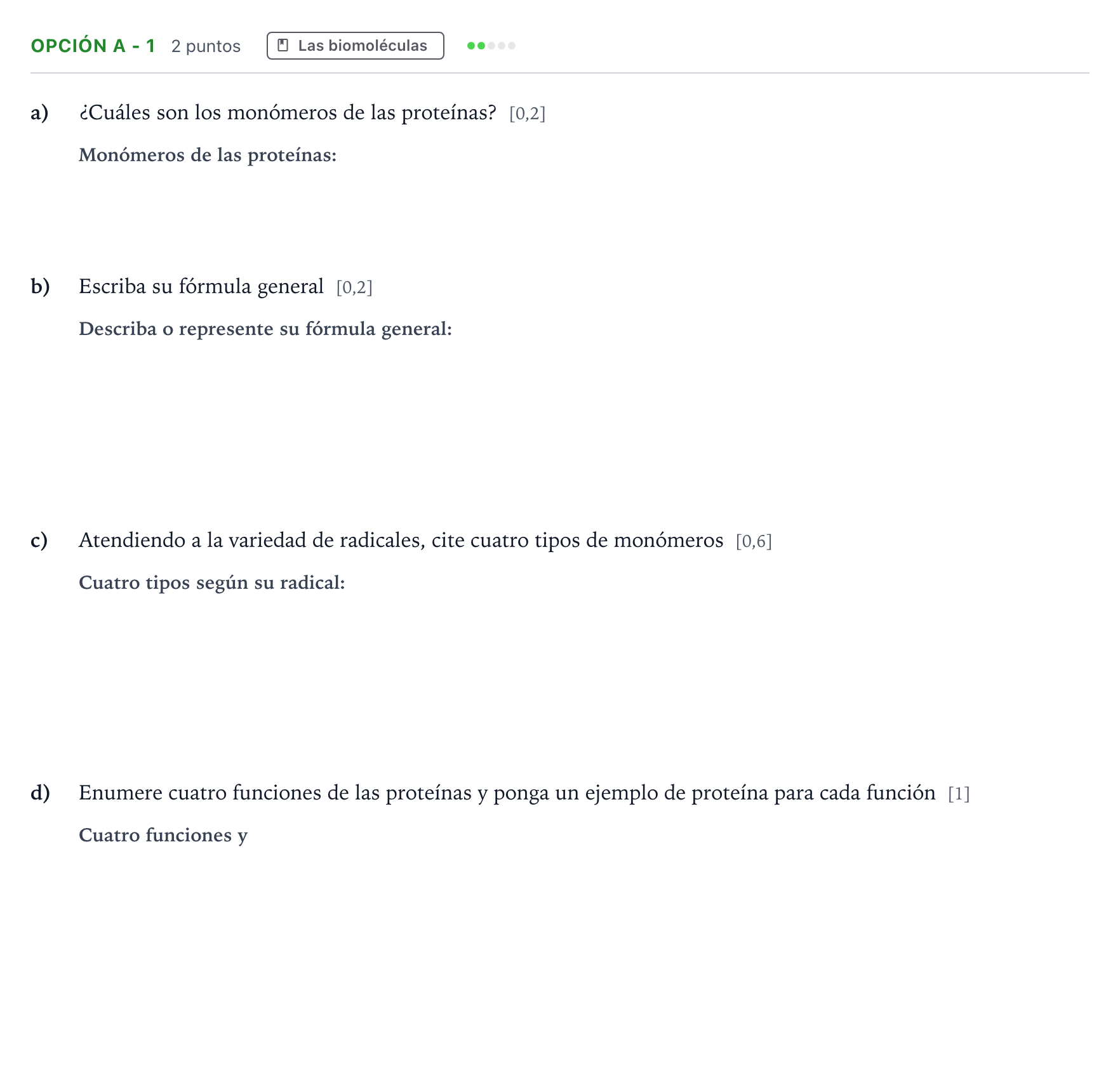 Enunciado: Opción A - 1 · Biología PAU Andalucía Reserva A 2019
