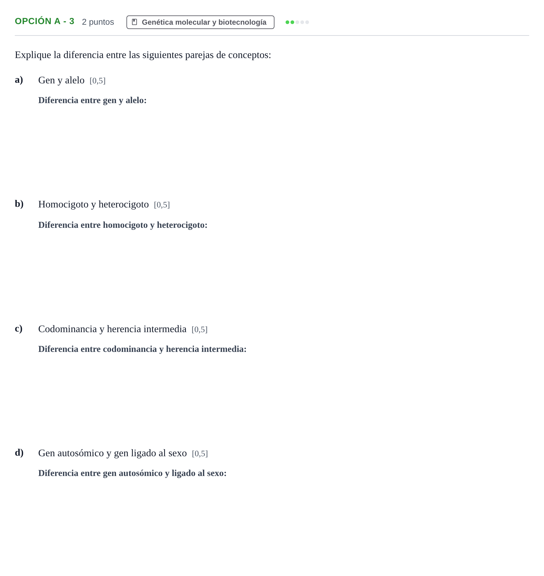 Enunciado: Opción A - 3 · Biología PAU Andalucía Reserva A 2019