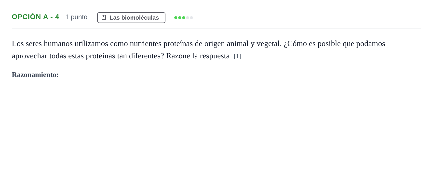 Enunciado: Opción A - 4 · Biología PAU Andalucía Reserva A 2019