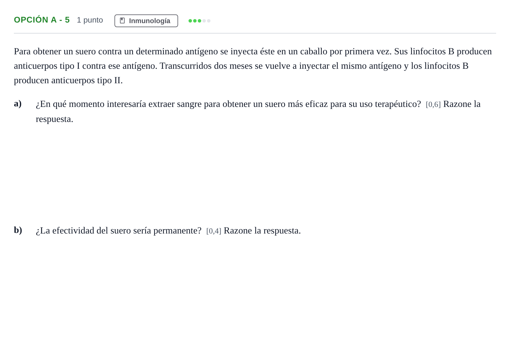 Enunciado: Opción A - 5 · Biología PAU Andalucía Reserva A 2019