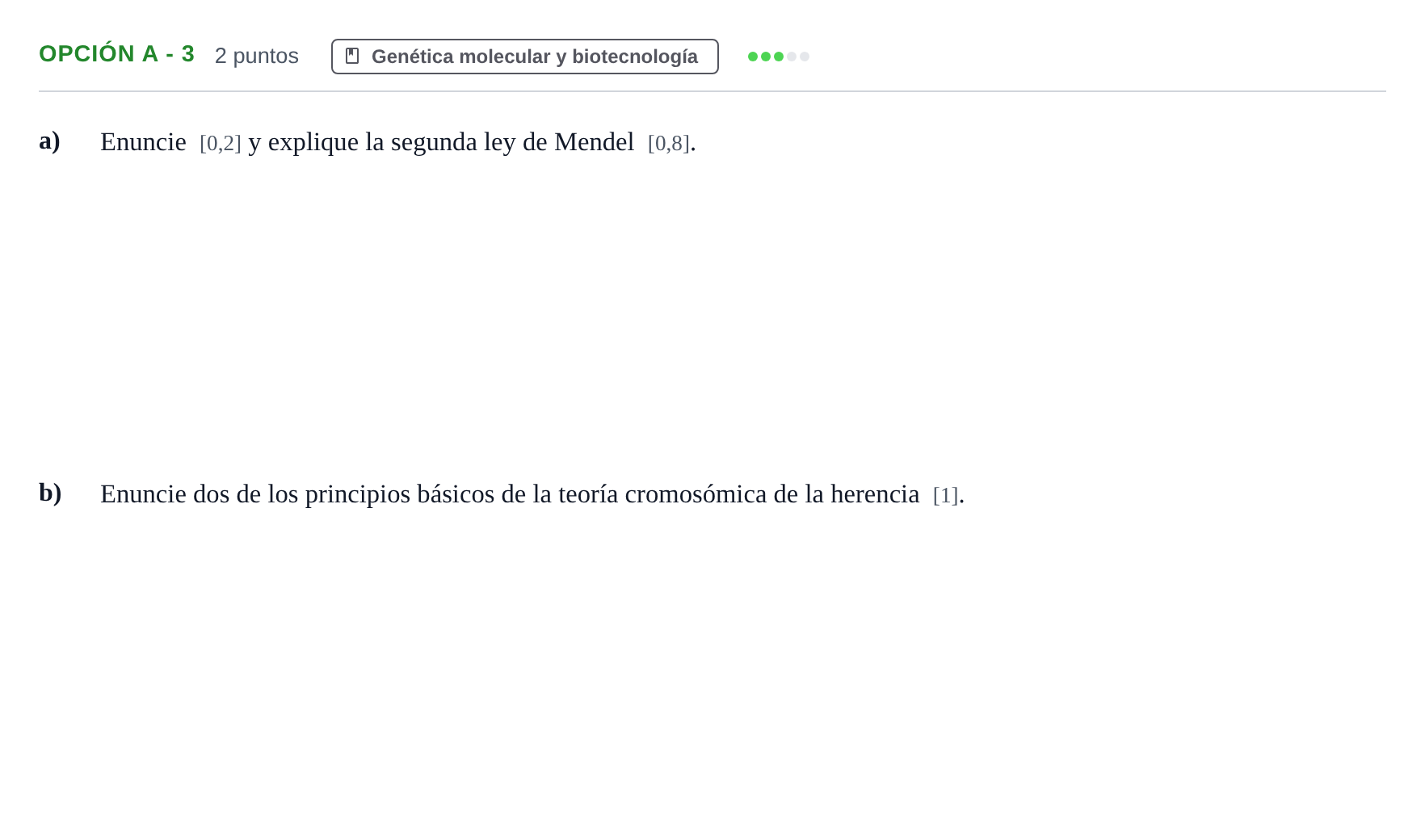 Enunciado: Opción A - 3 · Biología PAU Andalucía Reserva B 2019
