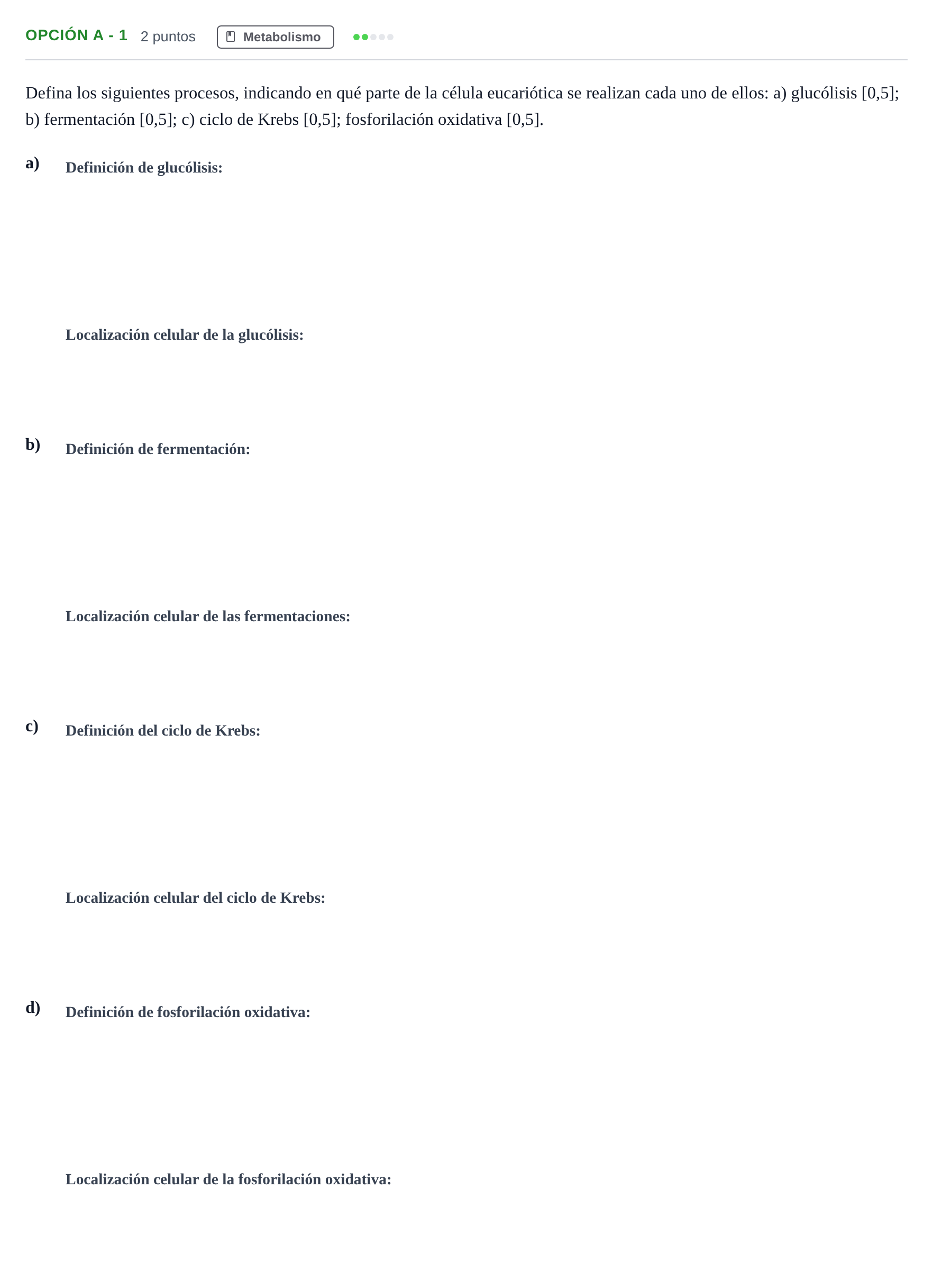 Enunciado: Opción A - 1 · Biología PAU Andalucía Ordinaria Suplente 2019
