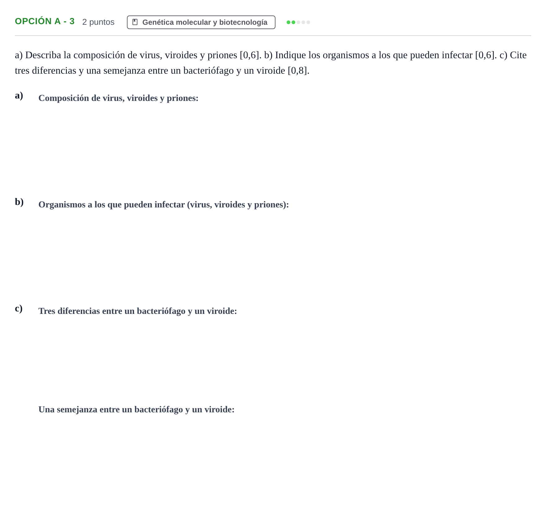 Enunciado: Opción A - 3 · Biología PAU Andalucía Ordinaria Suplente 2019