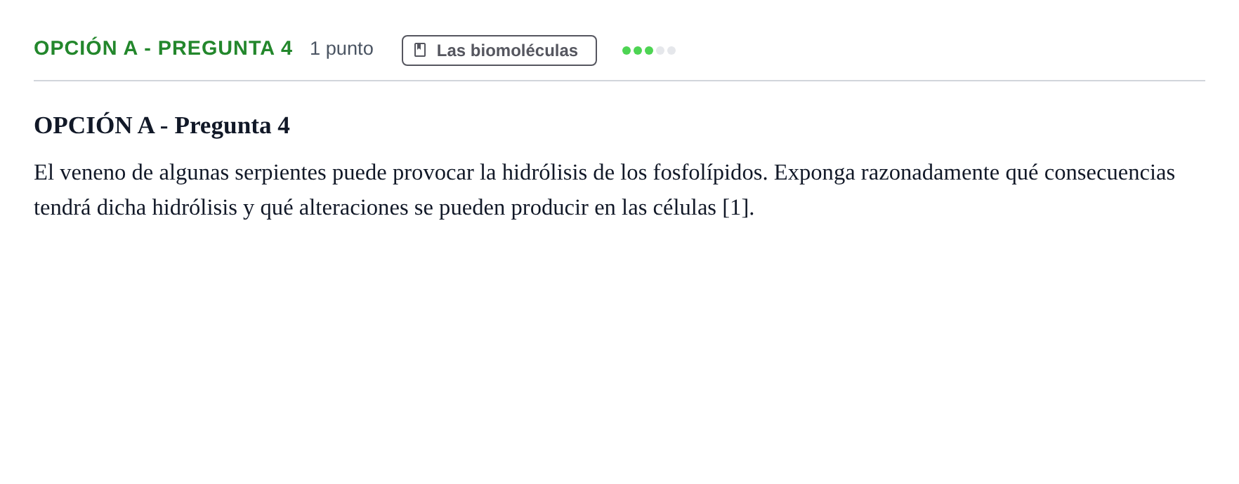 Enunciado: Opción A - Pregunta 4 · Biología PAU Andalucía Extraordinaria Suplente 2019