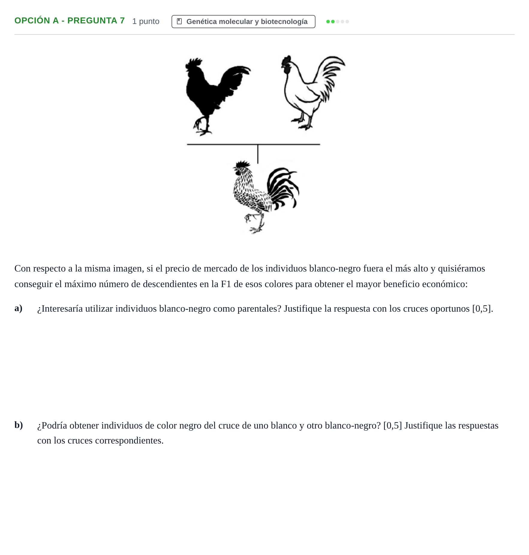 Enunciado: Opción A - Pregunta 7 · Biología PAU Andalucía Extraordinaria Suplente 2019