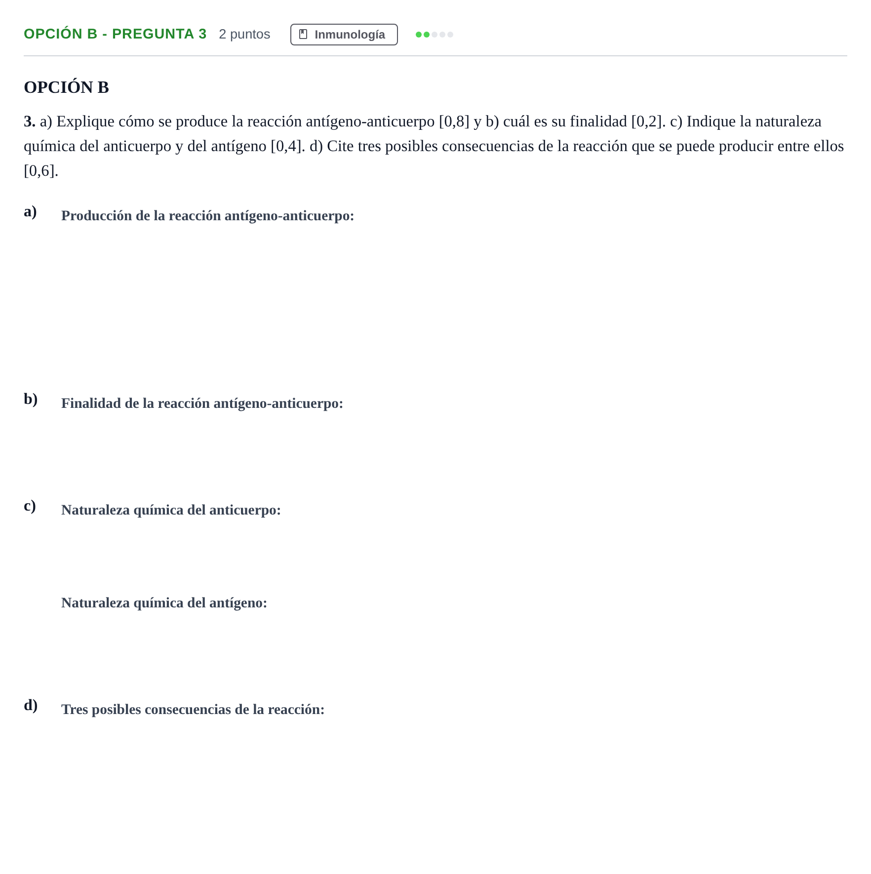 Enunciado: Opción B - Pregunta 3 · Biología PAU Andalucía Extraordinaria Suplente 2019
