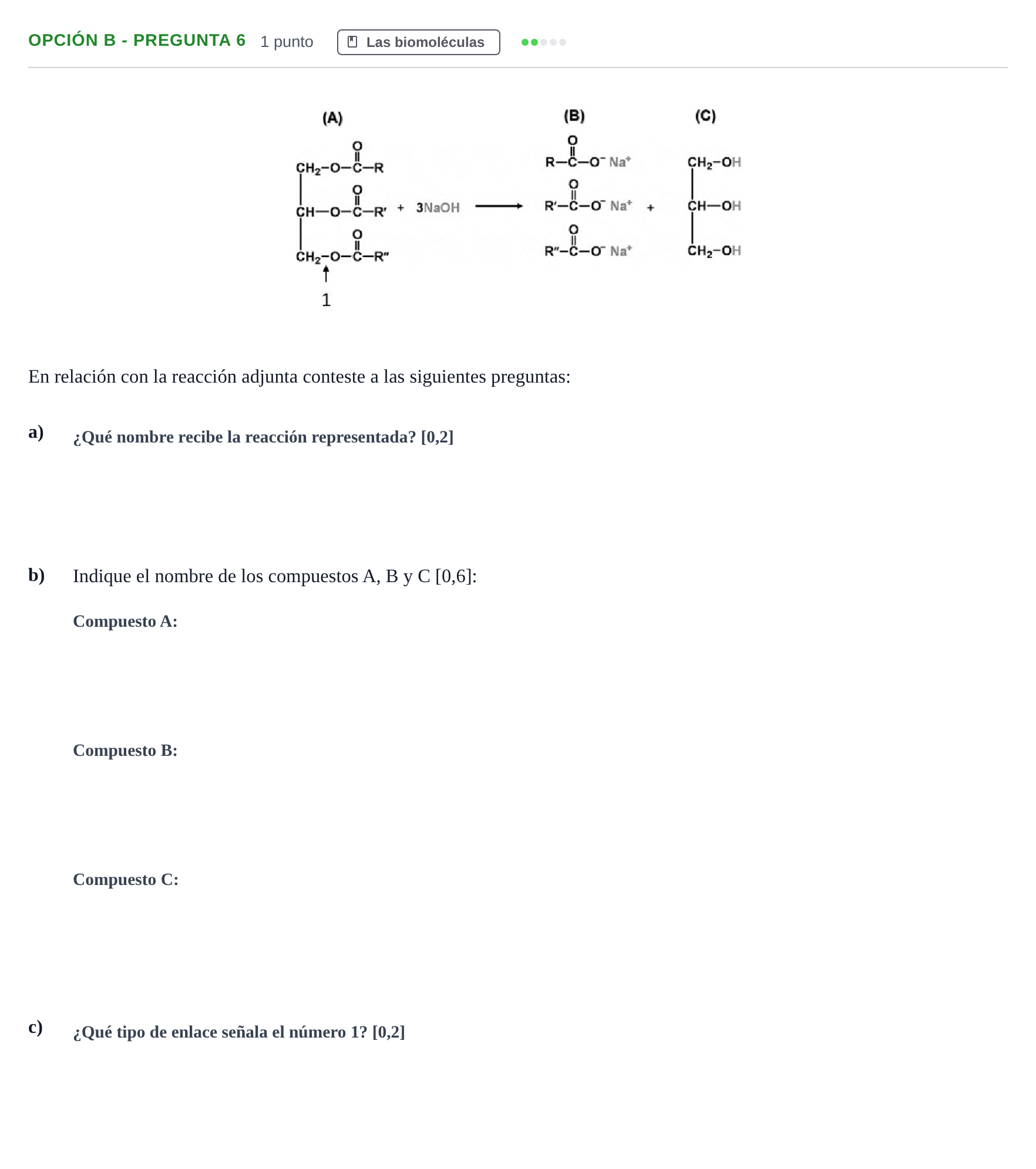 Enunciado: Opción B - Pregunta 6 · Biología PAU Andalucía Extraordinaria Suplente 2019