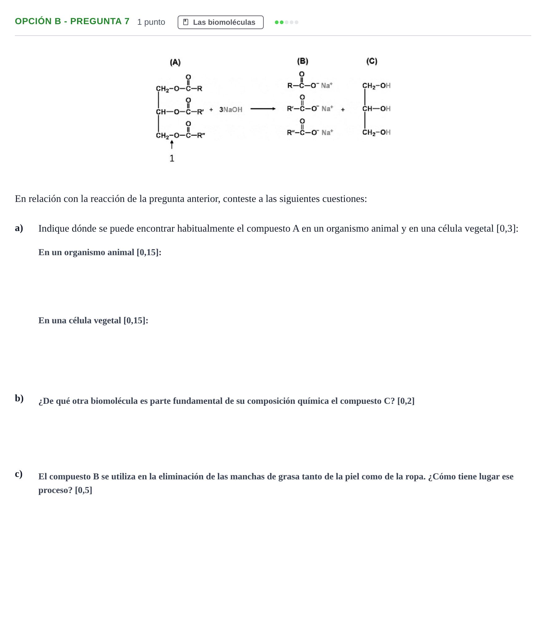Enunciado: Opción B - Pregunta 7 · Biología PAU Andalucía Extraordinaria Suplente 2019