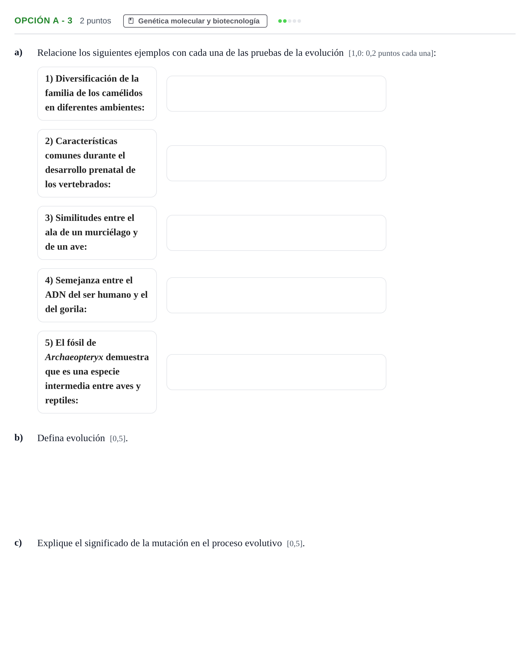 Enunciado: Opción A - 3 · Biología PAU Andalucía Ordinaria Titular 2019