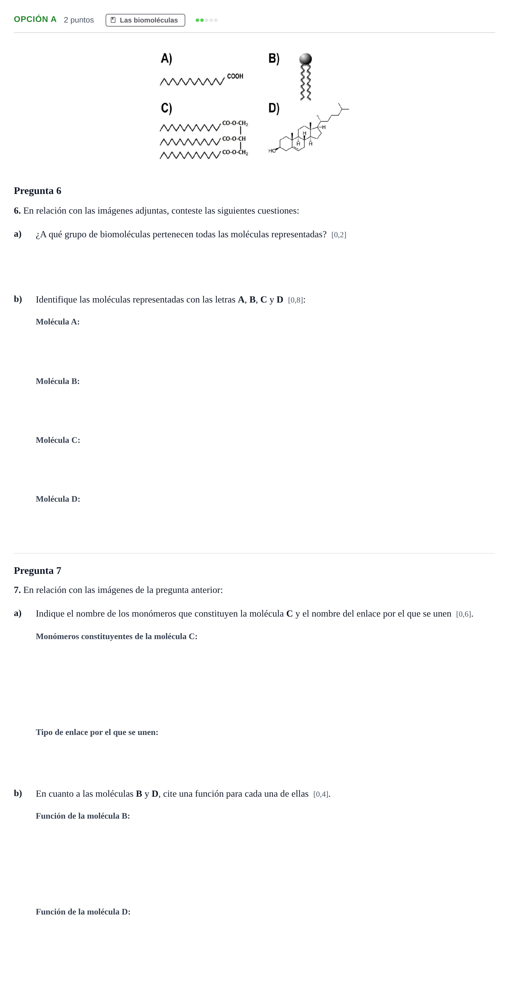 Enunciado: Opción A · Biología PAU Andalucía Ordinaria Titular 2019