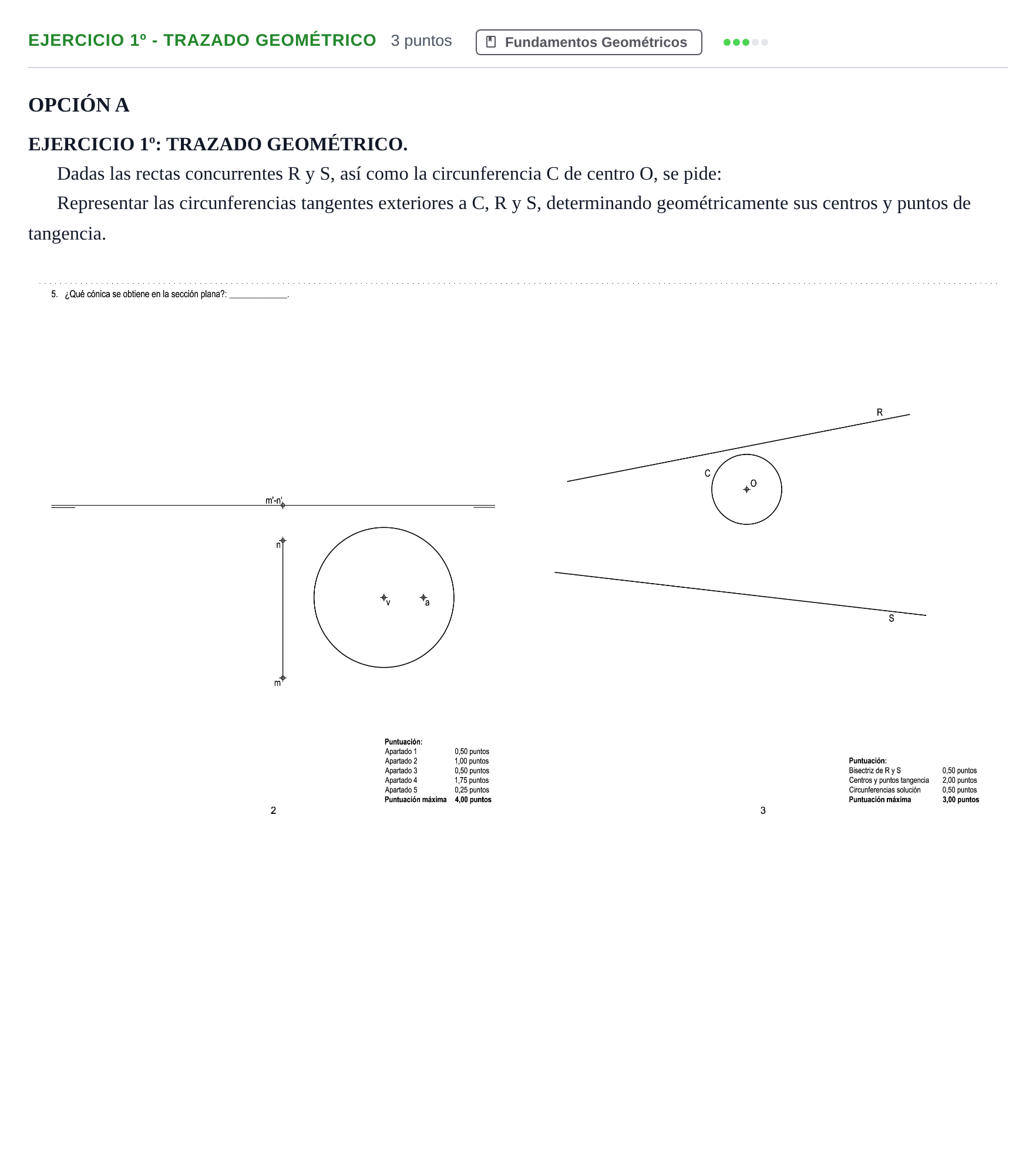 Enunciado: Ejercicio 1º - Trazado Geométrico · Dibujo técnico II PAU Andalucía Reserva A Opción A 2019