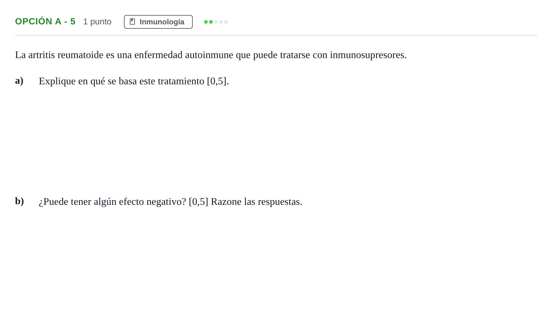 Enunciado: Opción A - 5 · Biología PAU Andalucía Extraordinaria Titular 2019