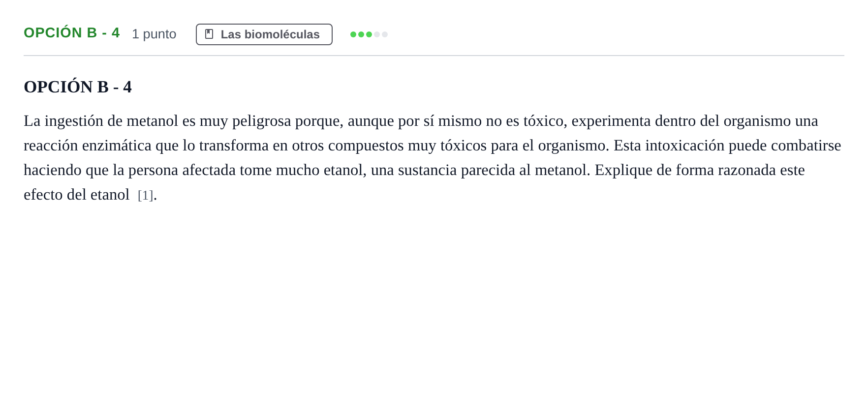 Enunciado: Opción B - 4 · Biología PAU Andalucía Extraordinaria Titular 2019
