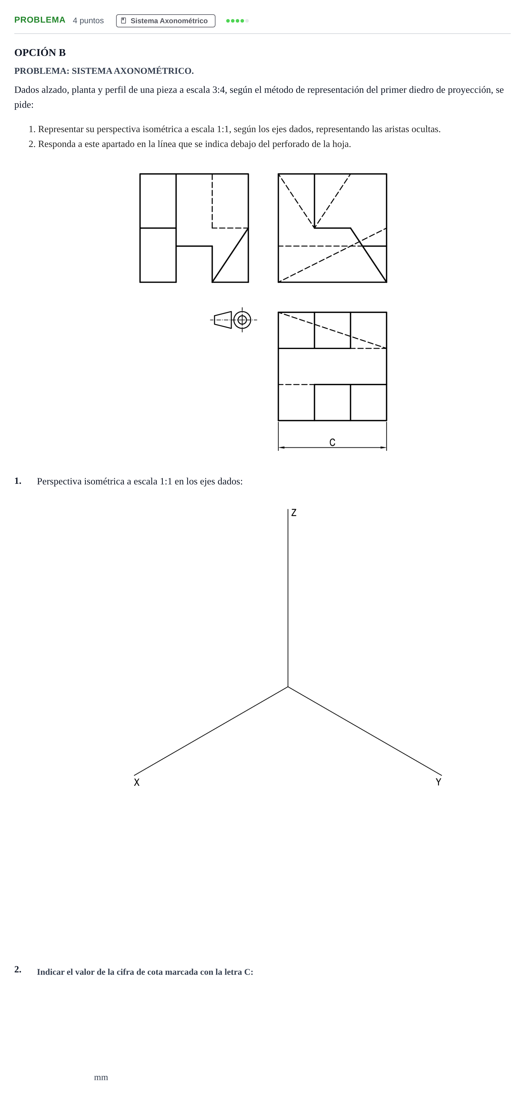 Enunciado: Problema · Dibujo técnico II PAU Andalucía Ordinaria Titular Opción B 2019