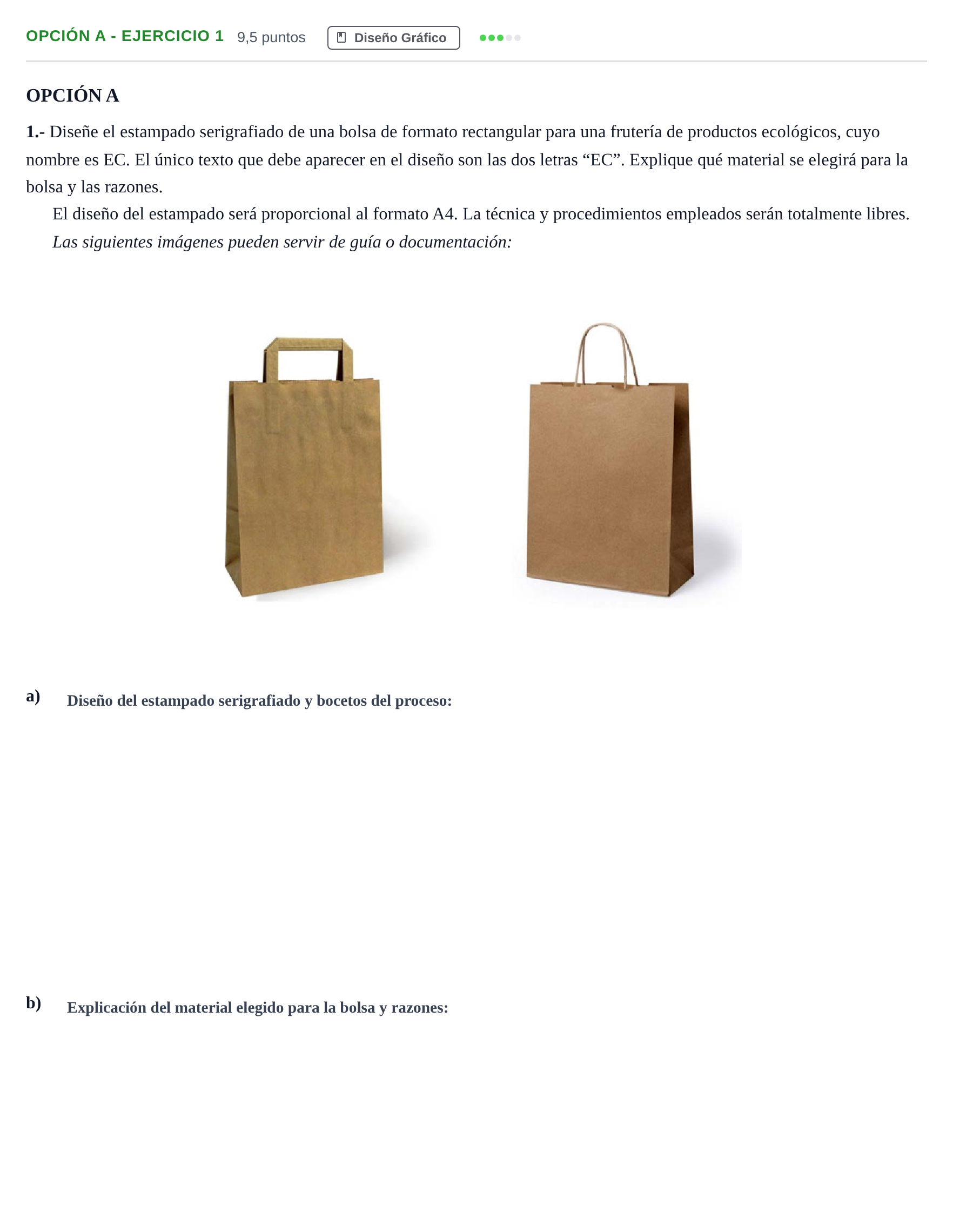 Enunciado: Opción A - Ejercicio 1 · Diseño PAU Andalucía Extraordinaria Suplente 2019