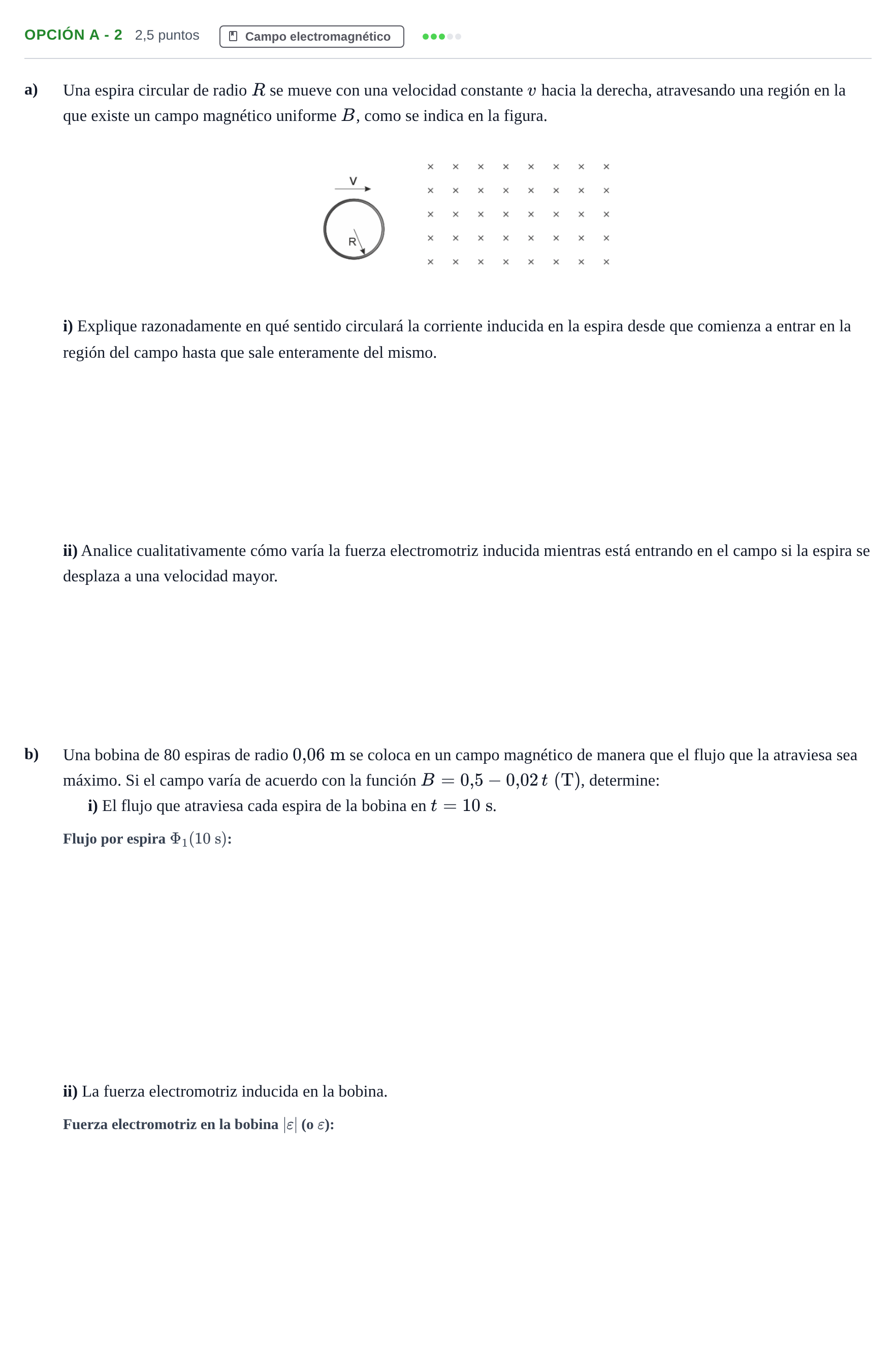 Enunciado: Opción A - 2 · Física PAU Andalucía Reserva A 2019