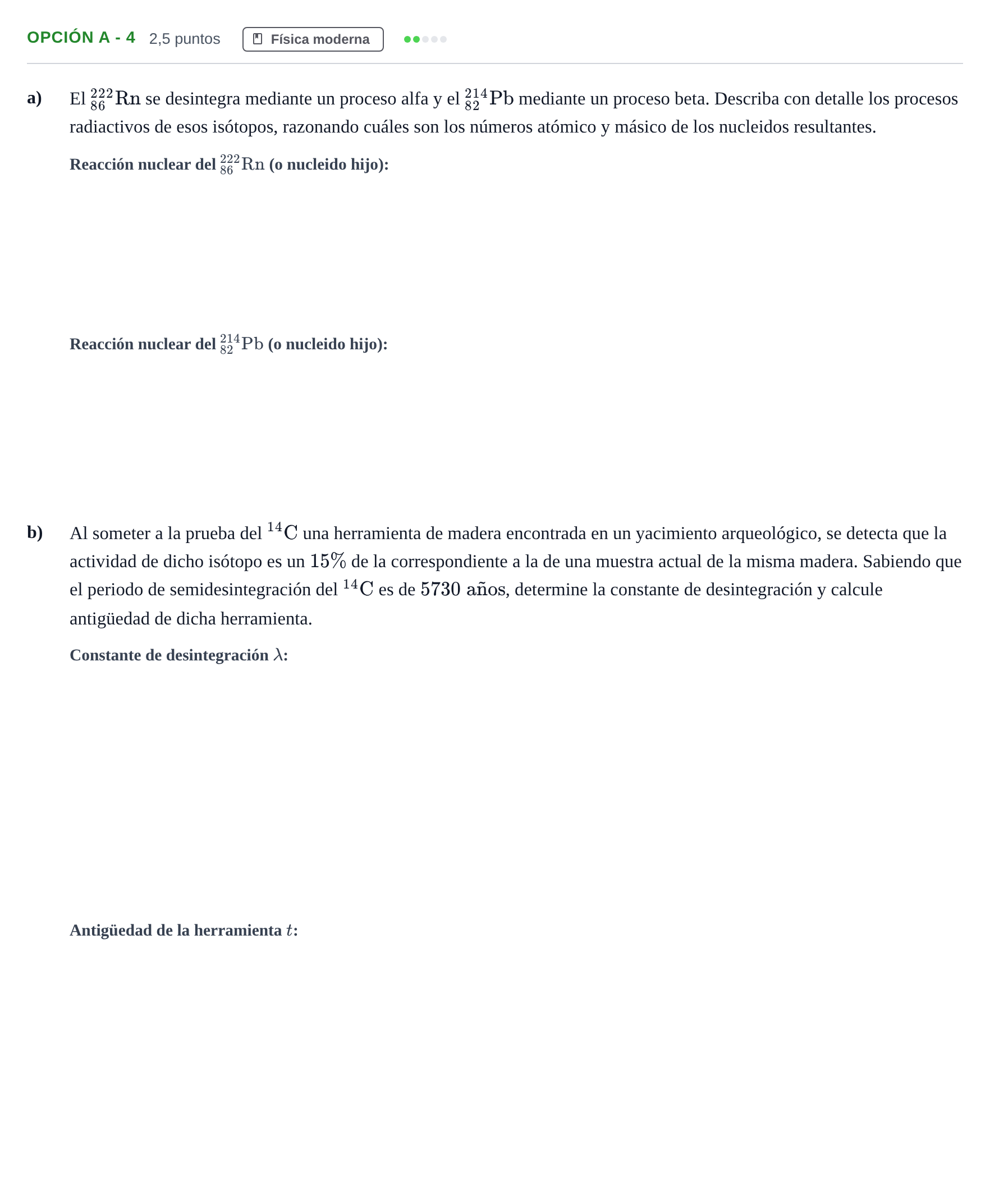 Enunciado: Opción A - 4 · Física PAU Andalucía Reserva A 2019