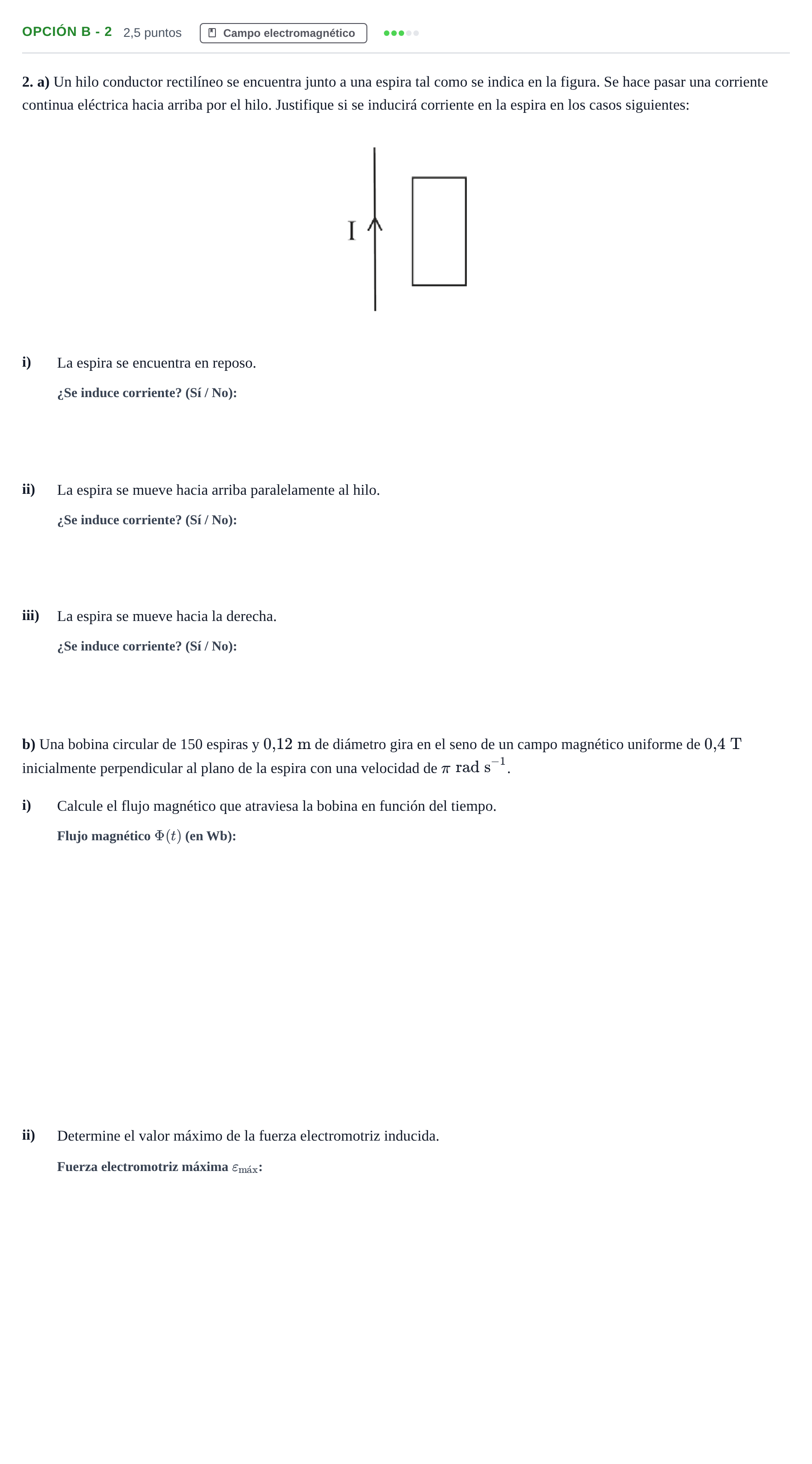 Enunciado: Opción B - 2 · Física PAU Andalucía Reserva B 2019