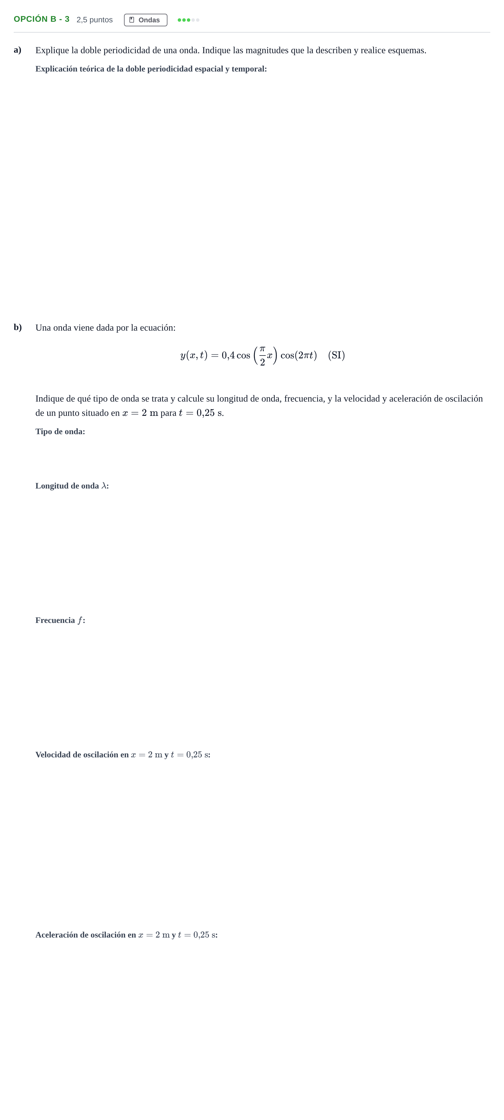 Enunciado: Opción B - 3 · Física PAU Andalucía Reserva B 2019