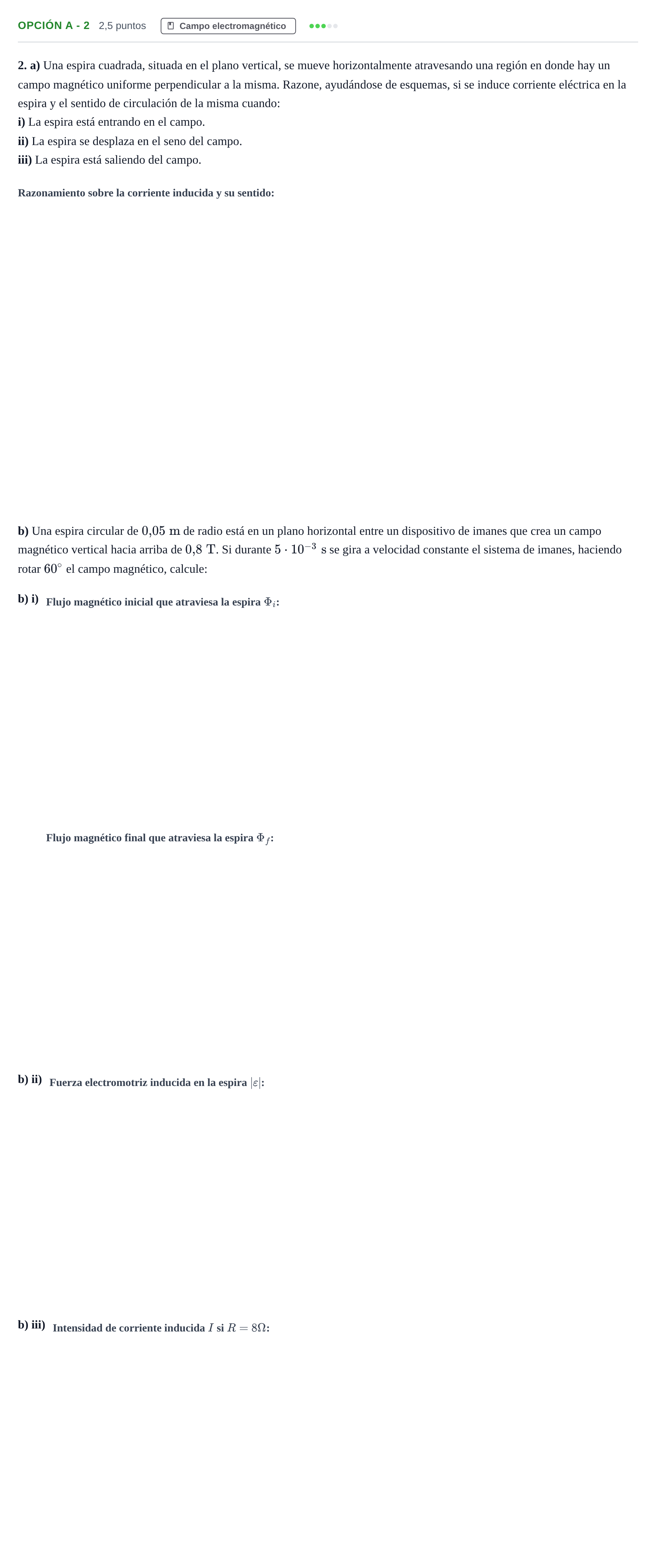 Enunciado: Opción A - 2 · Física PAU Andalucía Ordinaria Suplente 2019