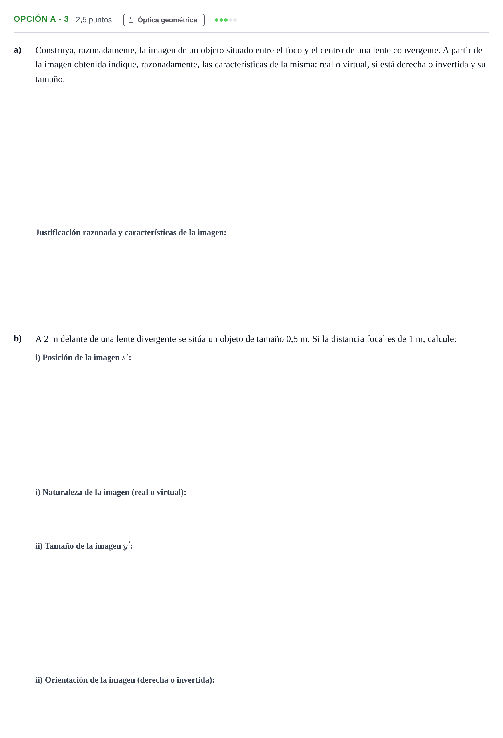 Enunciado: Opción A - 3 · Física PAU Andalucía Ordinaria Suplente 2019