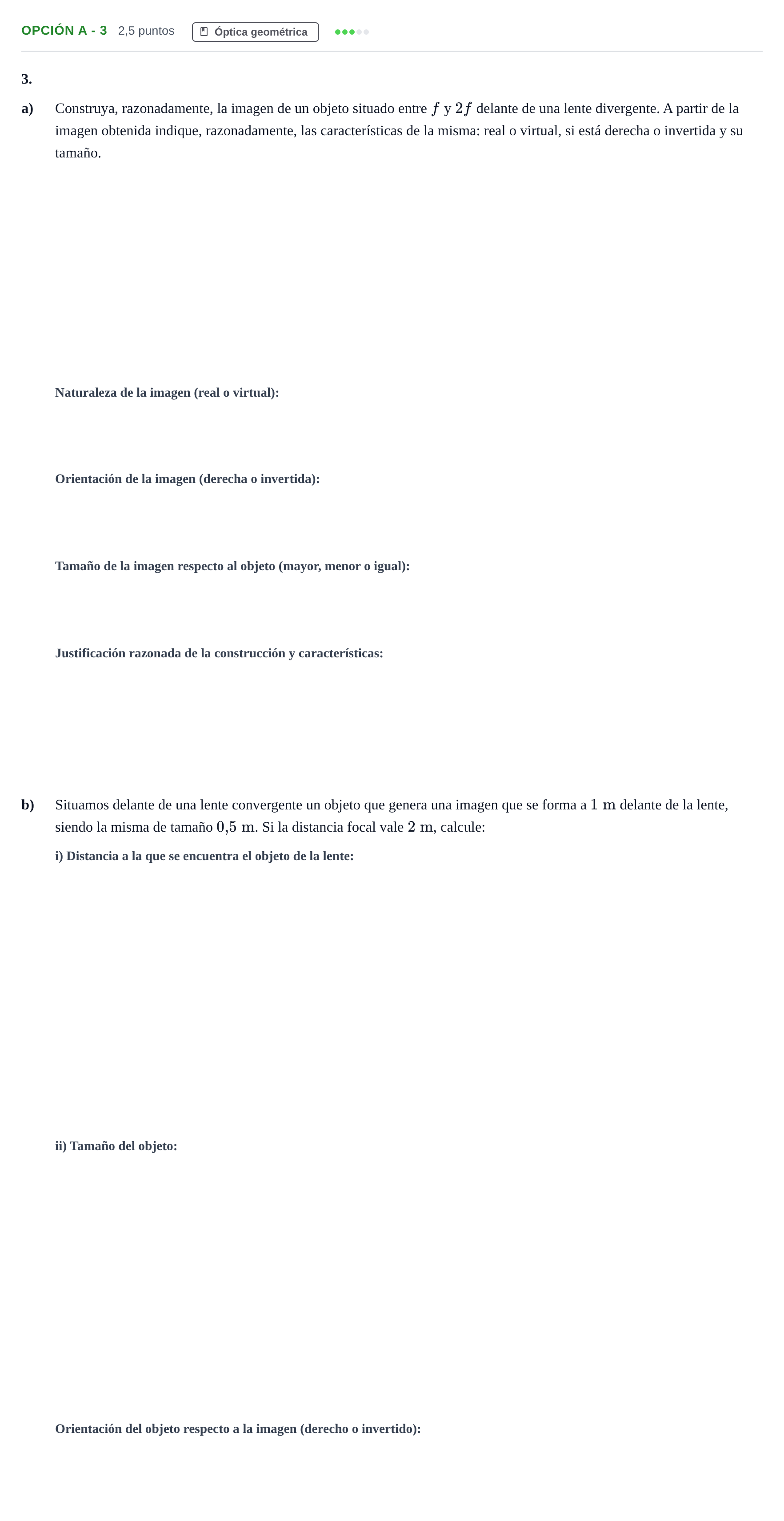 Enunciado: Opción A - 3 · Física PAU Andalucía Extraordinaria Suplente 2019