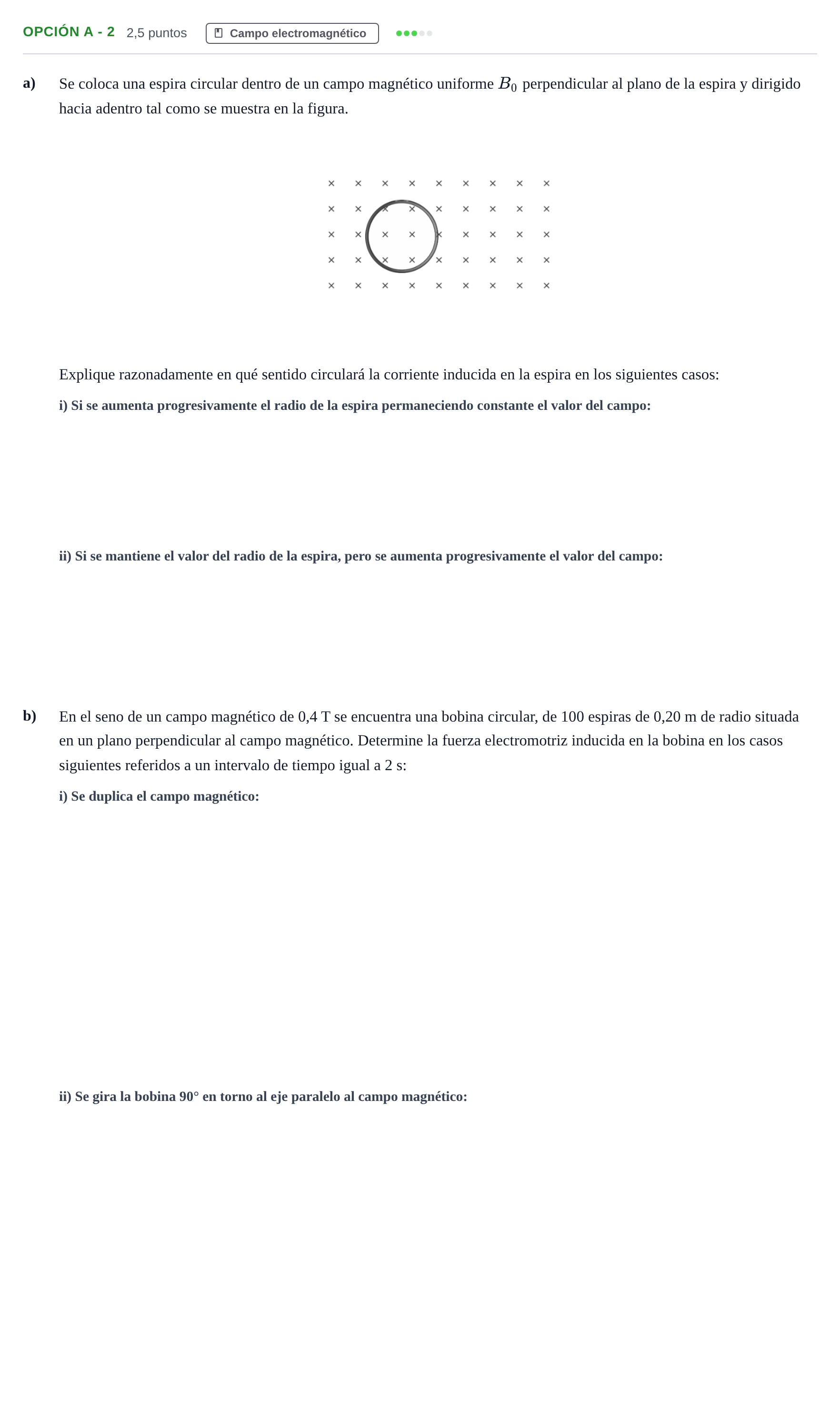 Enunciado: Opción A - 2 · Física PAU Andalucía Extraordinaria Titular 2019
