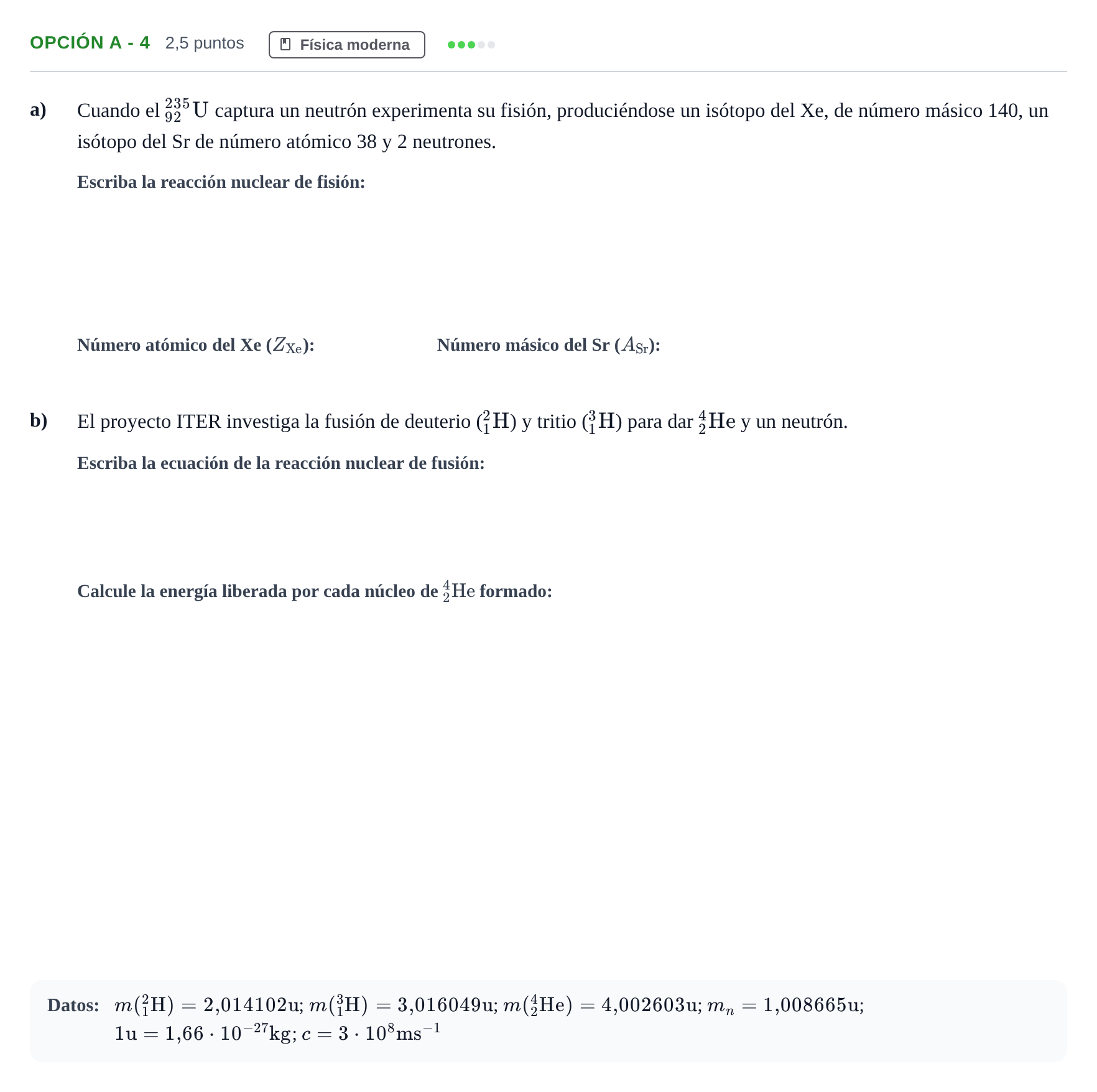 Enunciado: Opción A - 4 · Física PAU Andalucía Extraordinaria Titular 2019