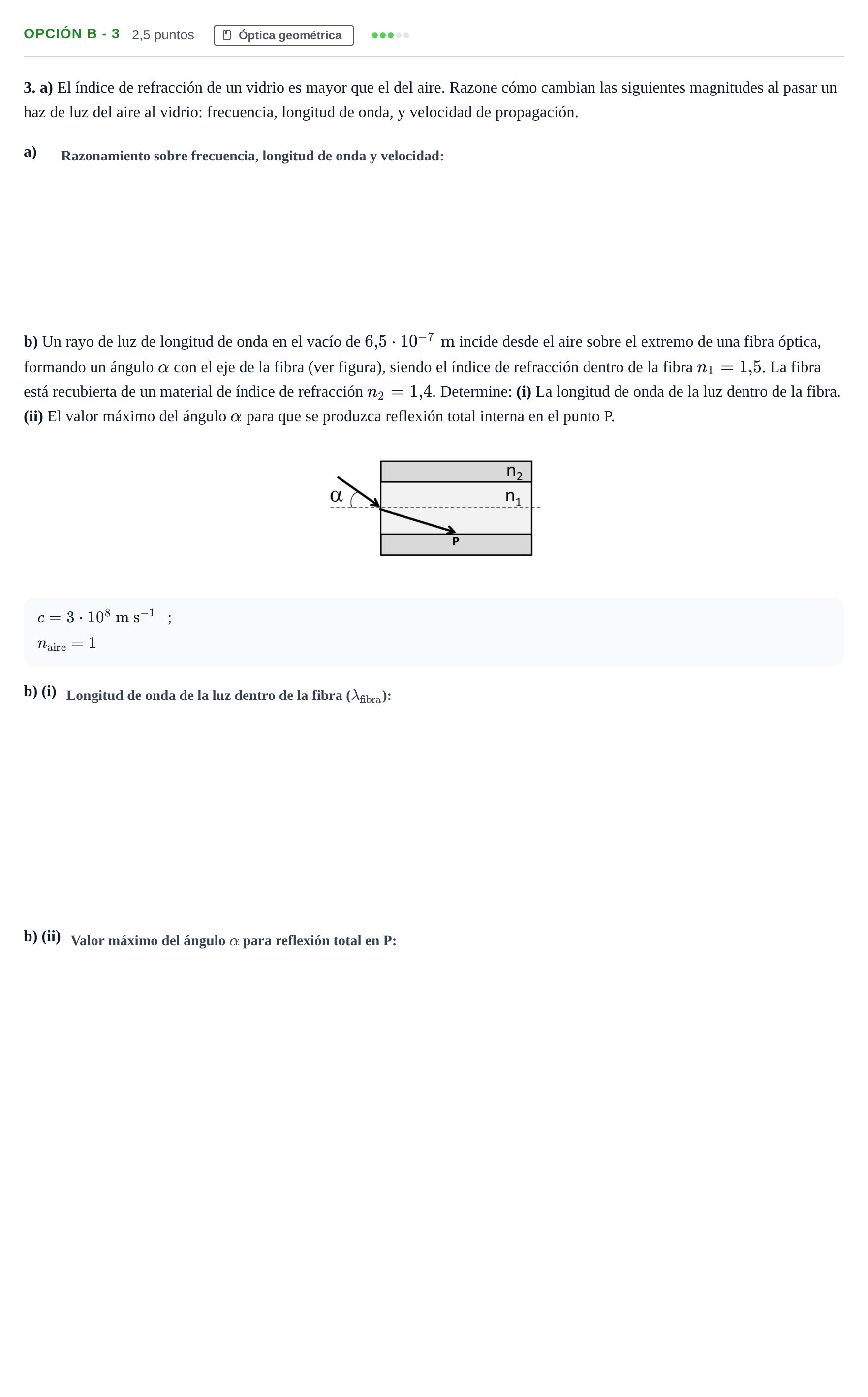 Enunciado: Opción B - 3 · Física PAU Andalucía Extraordinaria Titular 2019