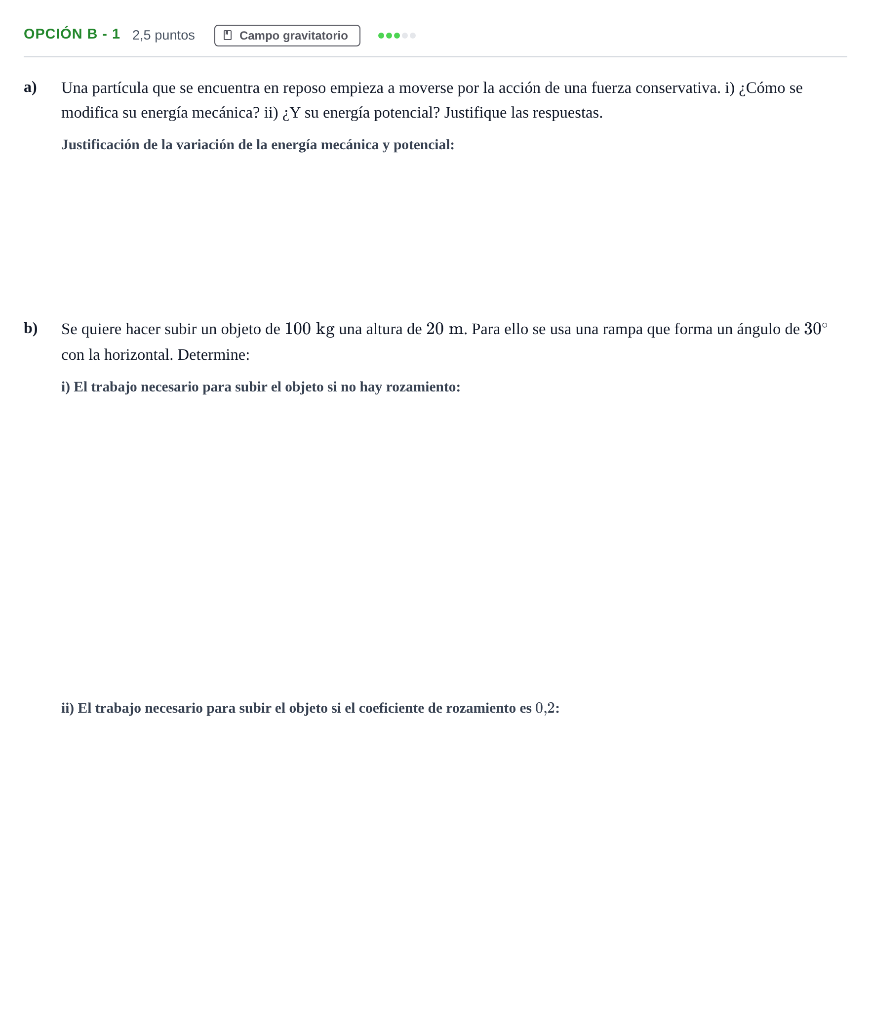 Enunciado: Opción B - 1 · Física PAU Andalucía Ordinaria Titular 2019