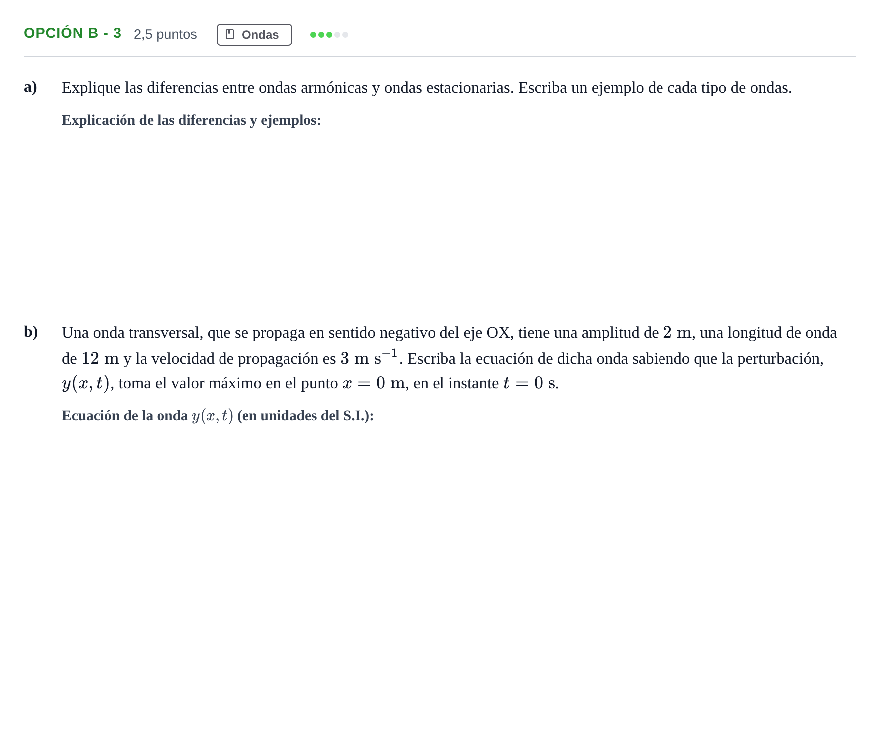 Enunciado: Opción B - 3 · Física PAU Andalucía Ordinaria Titular 2019