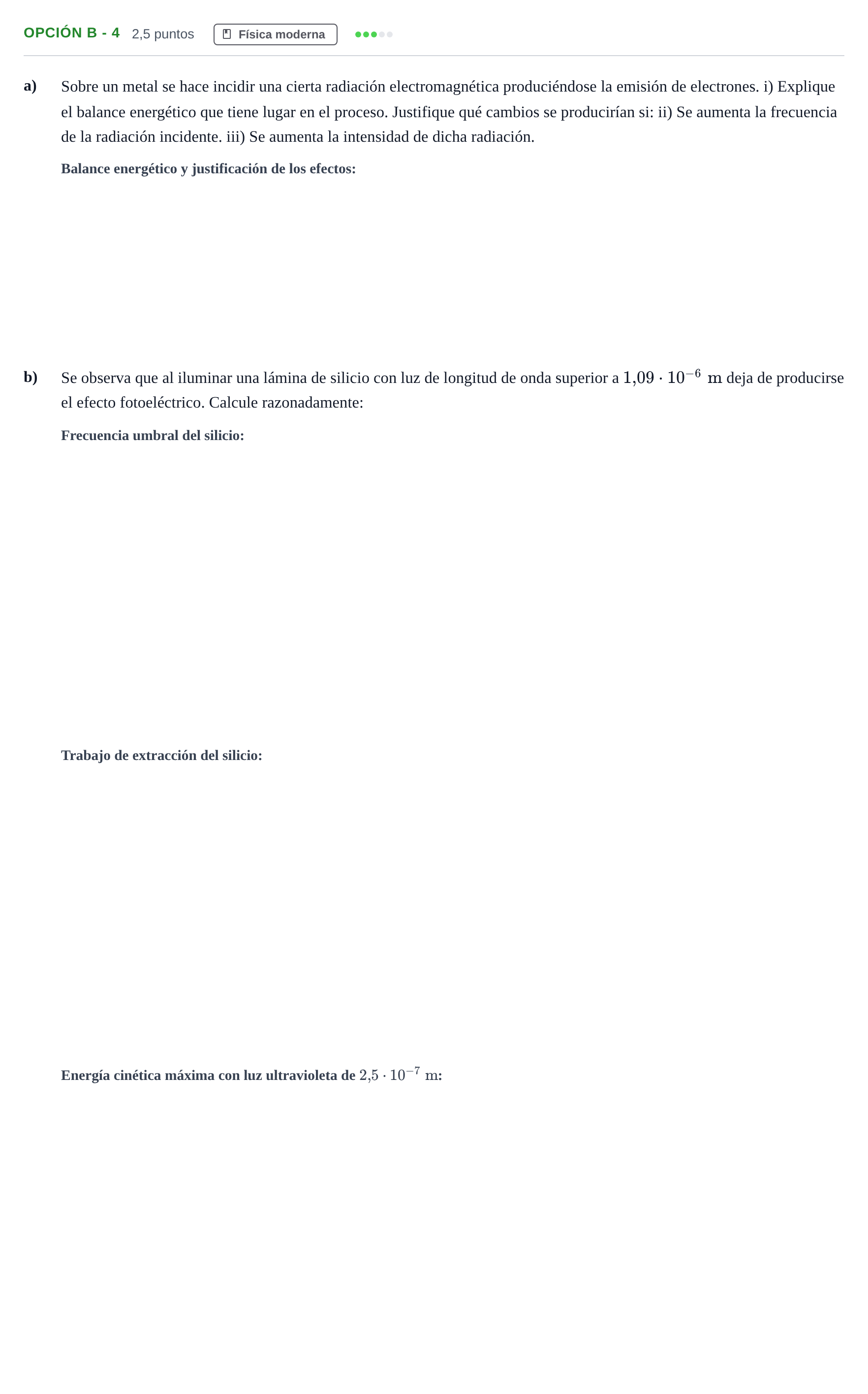 Enunciado: Opción B - 4 · Física PAU Andalucía Ordinaria Titular 2019