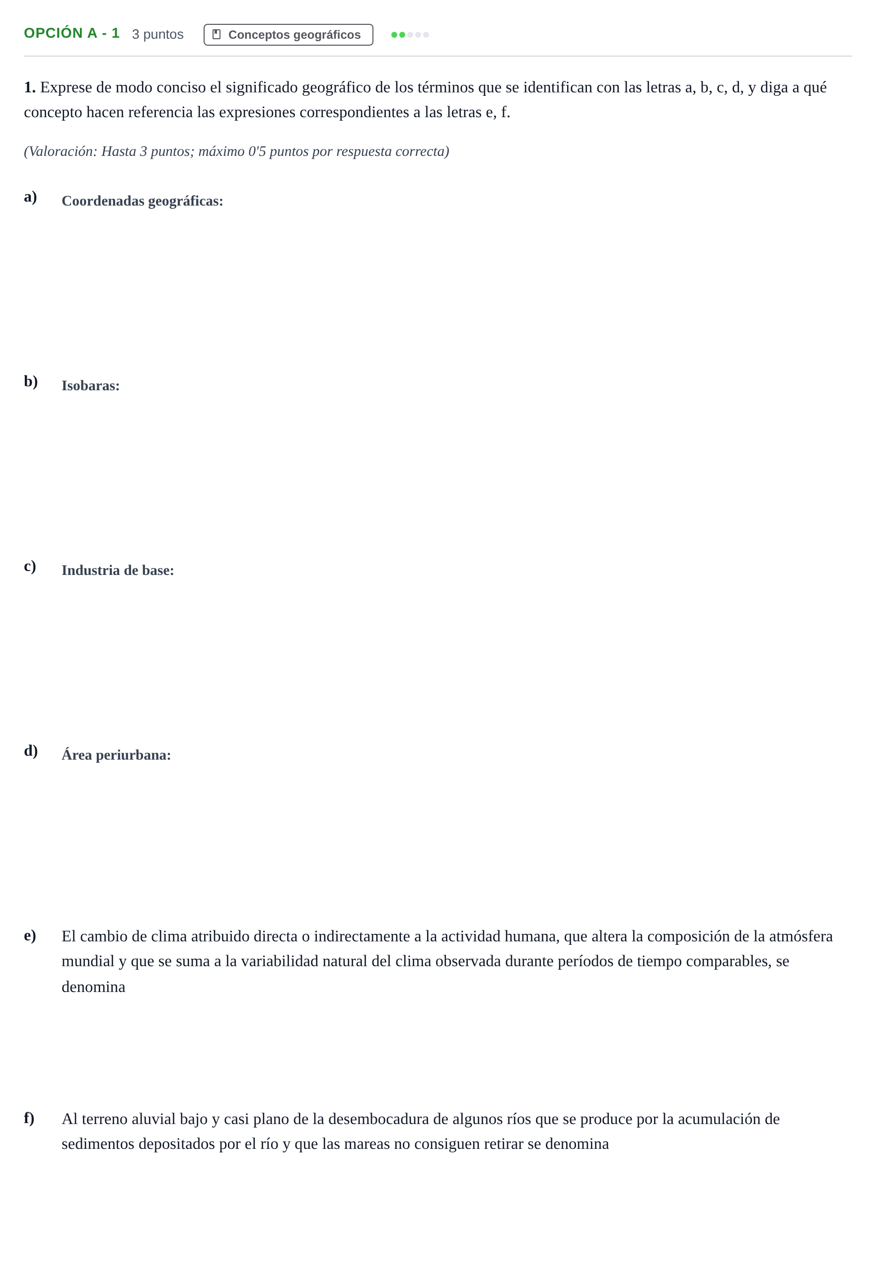 Enunciado: Opción A - 1 · Geografía PAU Andalucía Reserva A 2019