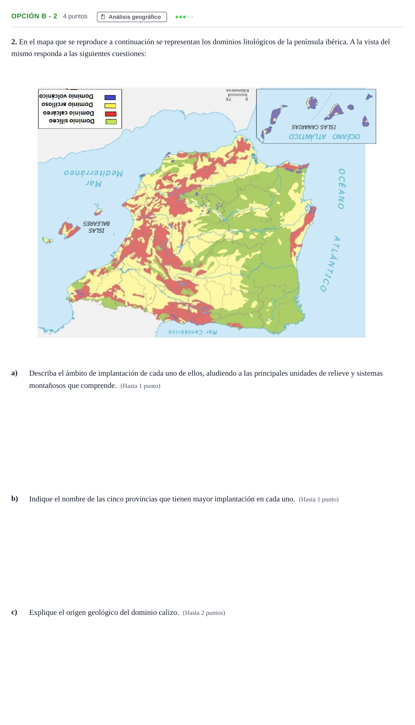 Enunciado: Opción B - 2 · Geografía PAU Andalucía Reserva A 2019