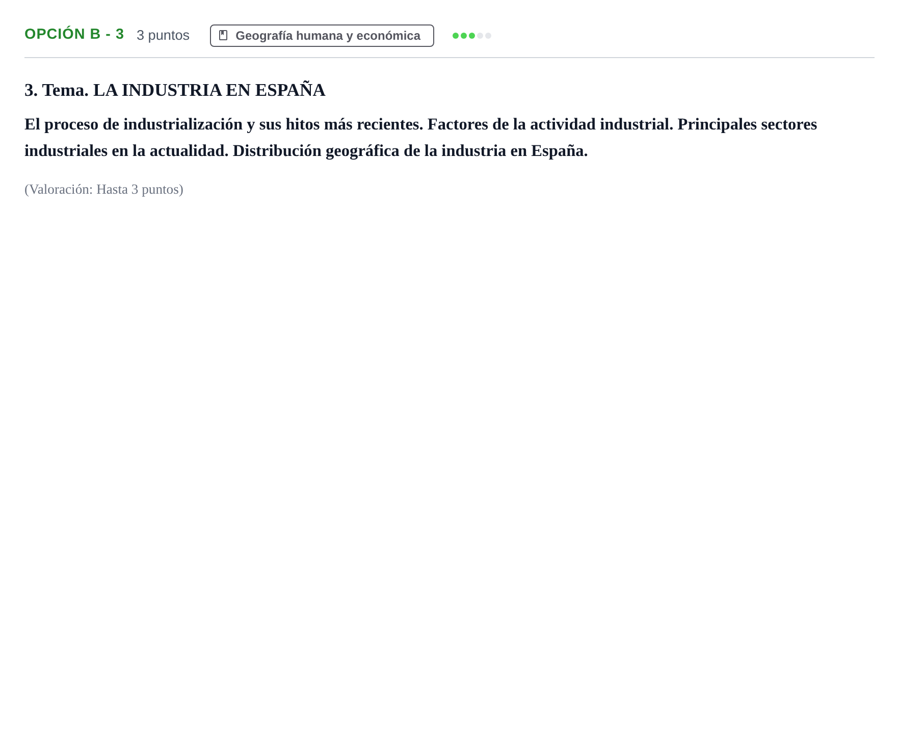 Enunciado: Opción B - 3 · Geografía PAU Andalucía Reserva A 2019
